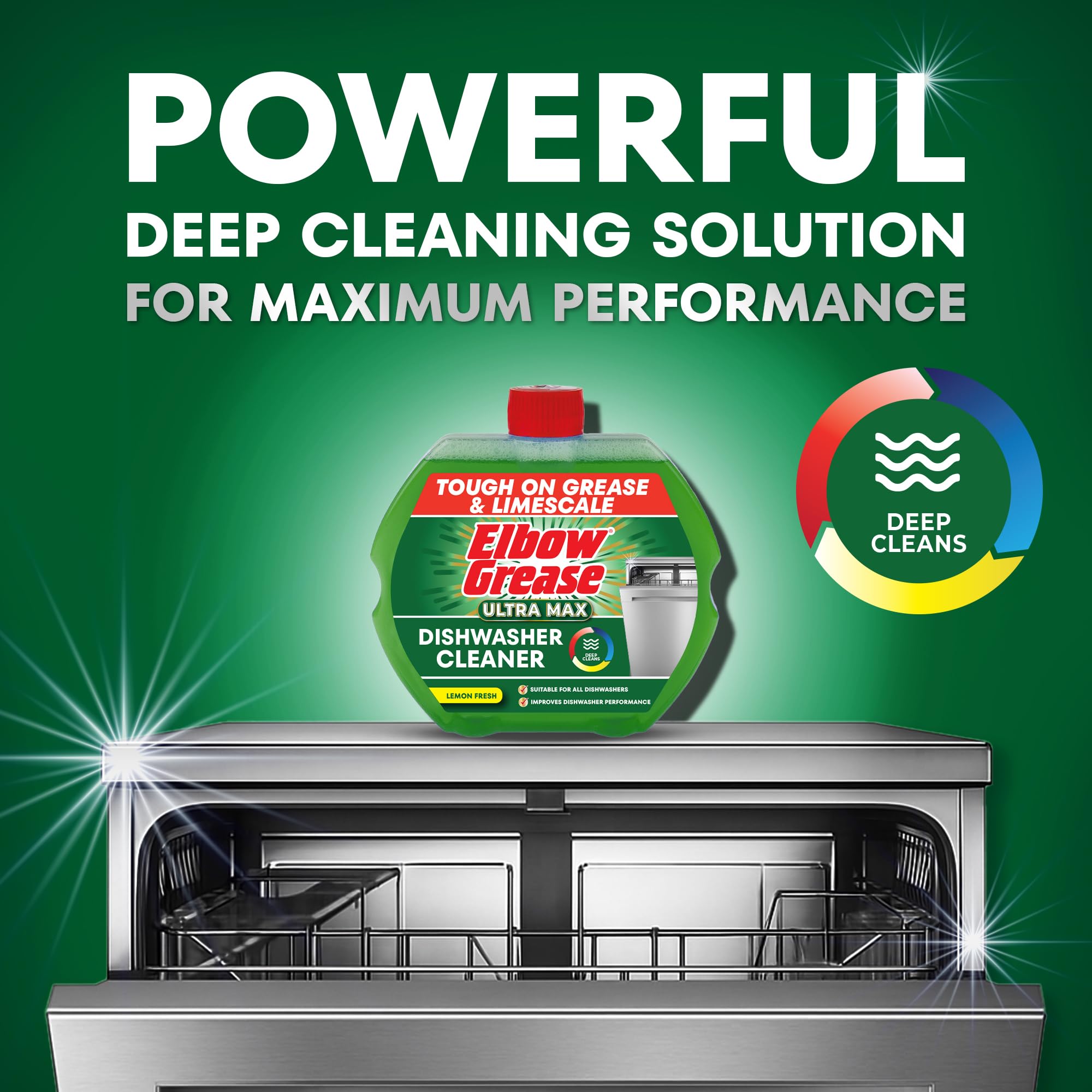 Elbow Grease Ultra Max Dishwasher Cleaner - Tough on Grease & Limescale | 250 ml Liquid