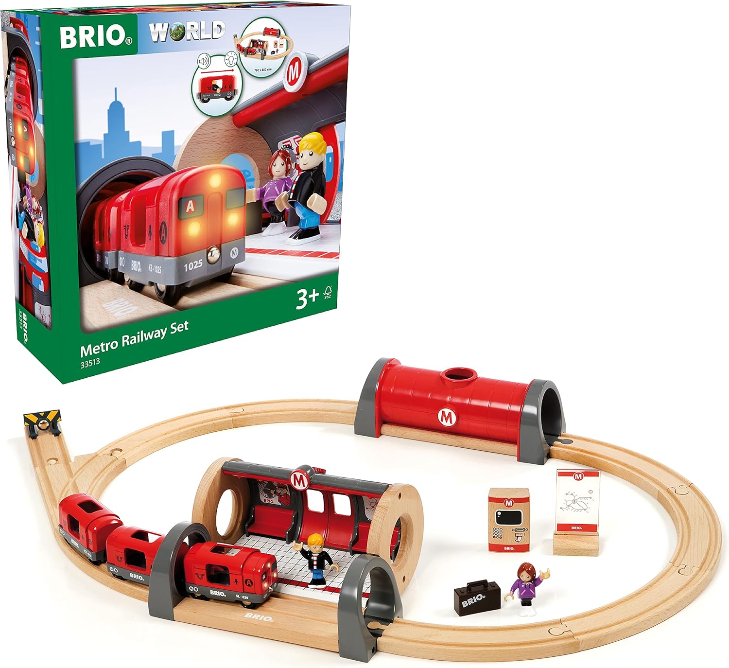 BRIO World Metro Train Set - Wooden Railway Playset for Kids 3 Years Up 1
