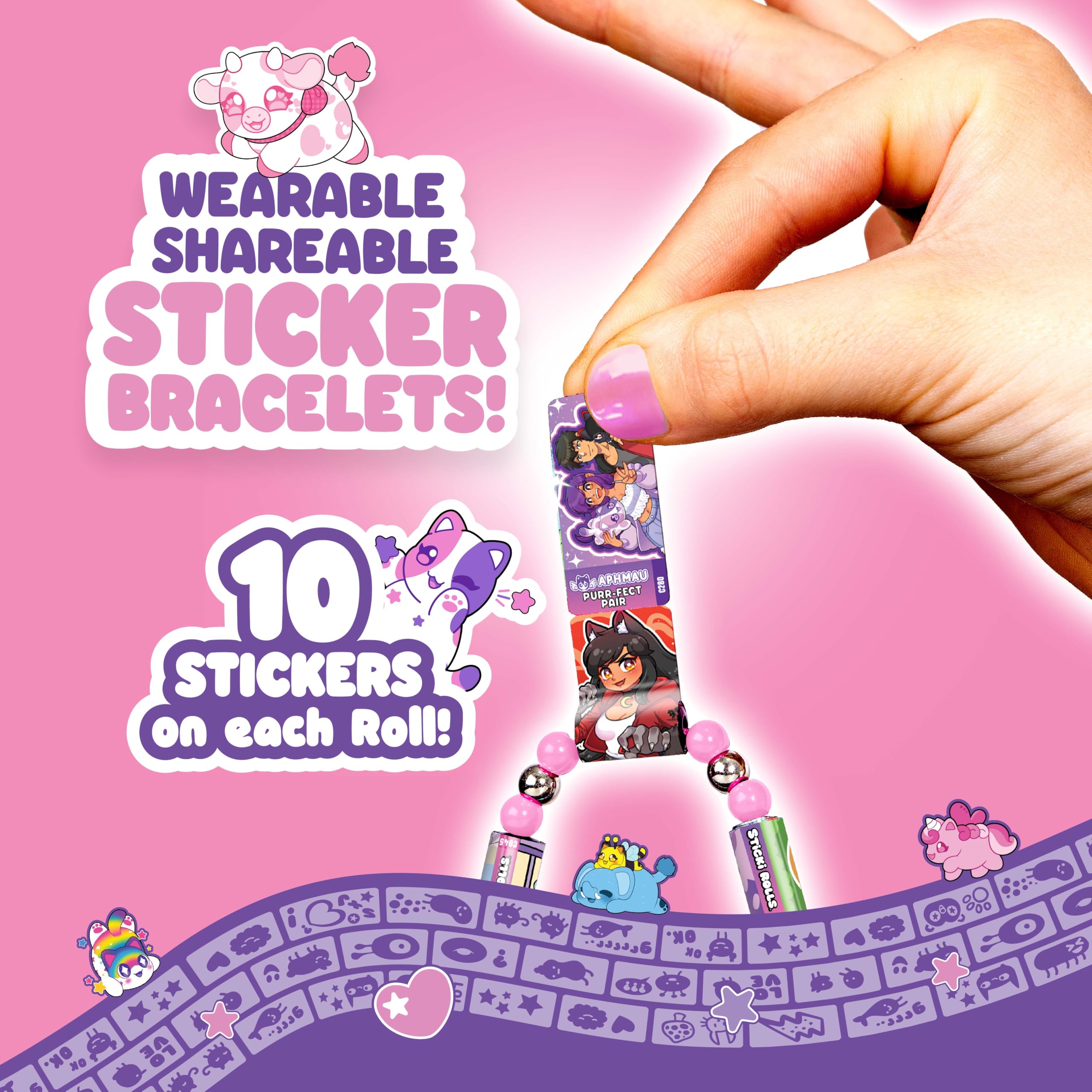 Sticki Rolls x Aphmau Capsules - Surprise Blind Pack with 50 Holographic Stickers & Bracelet 2