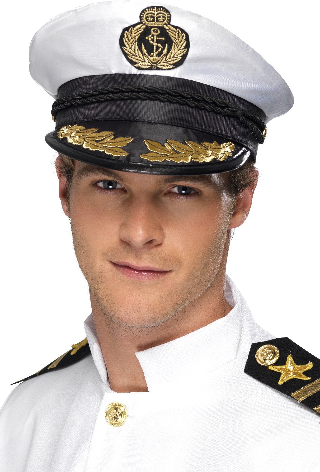 Smiffys Captain Cap White with Golden Detail 3