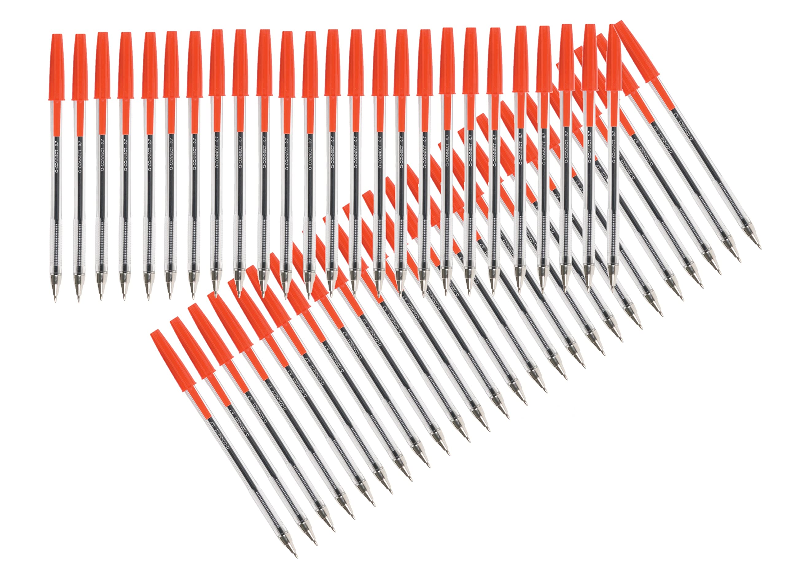 Q-Connect KF26041 Medium Ballpoint Pen - Red Ink | 0.7mm Line Width | Pack of 50 1