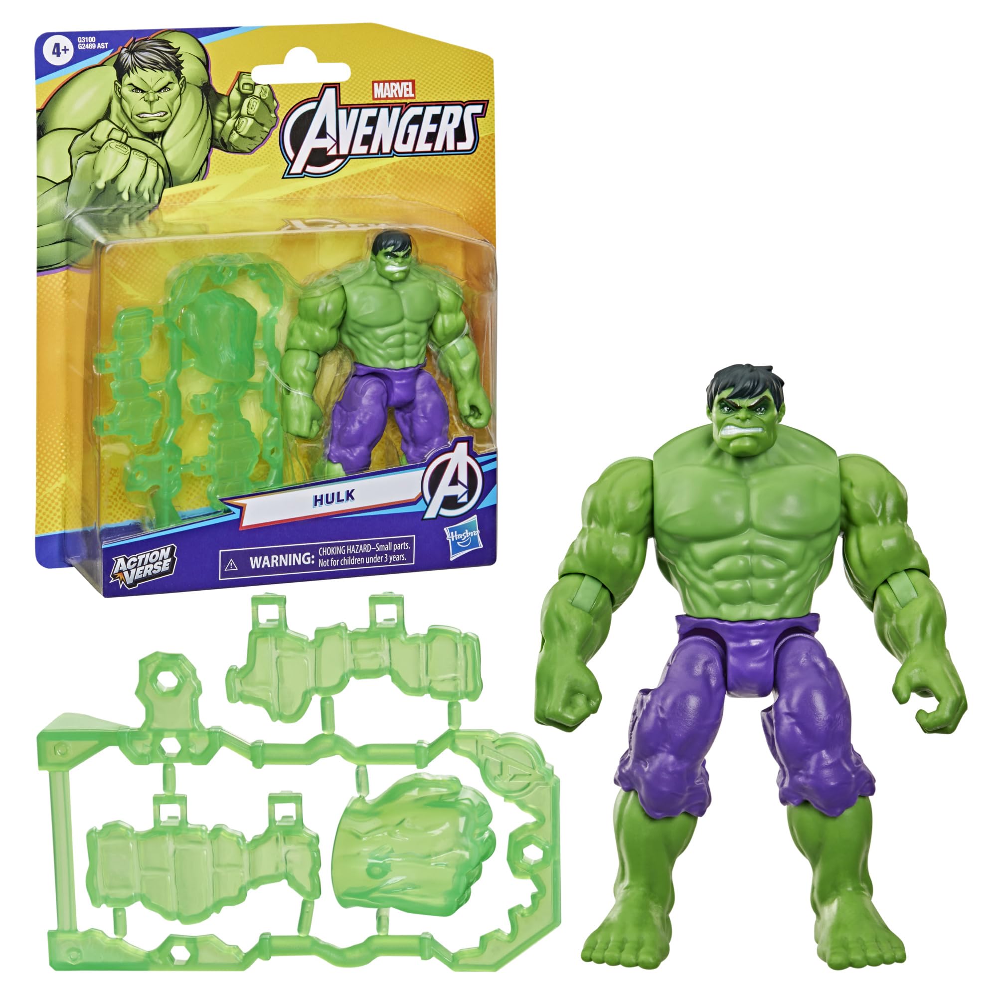 Marvel Hulk Action Figure - 4.5-Inch Poseable Toy with 3 Accessories | Ages 4+ 3