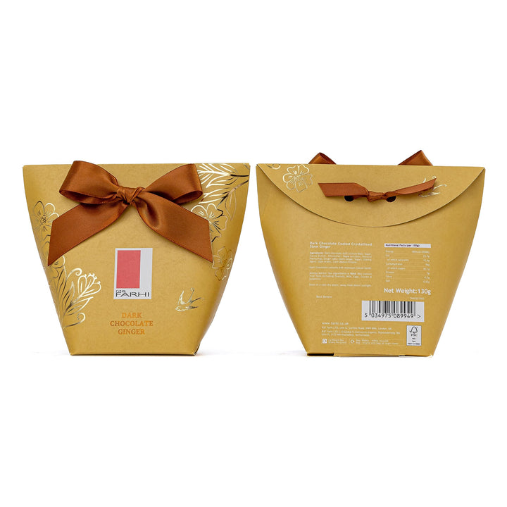 Rita Farhi Dark Chocolate Coated Ginger in Gift Box with Bow, 130g
