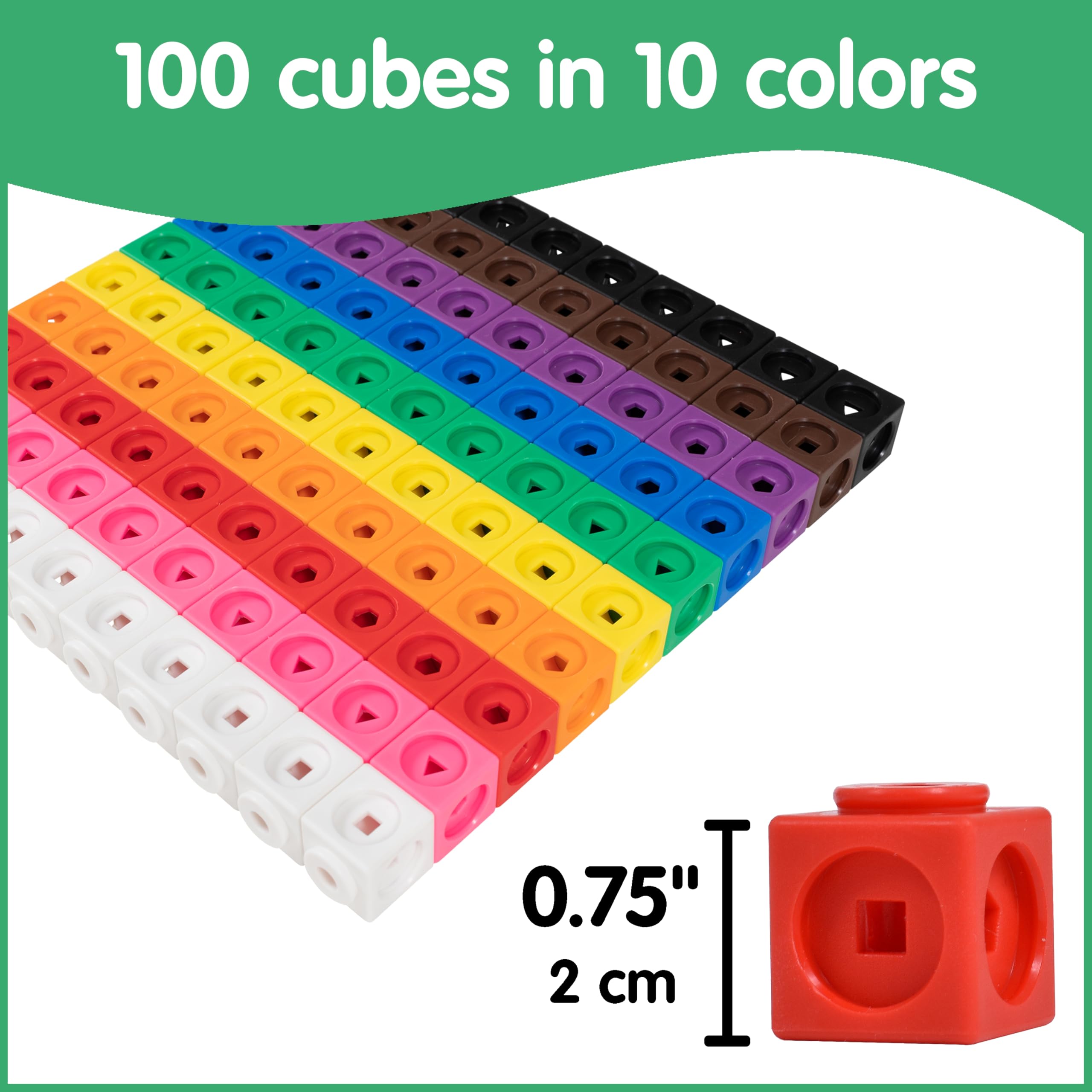 EDX Education Math Cubes – 100-teiliges Verbindungswürfel-Set für frühes Lernen 13