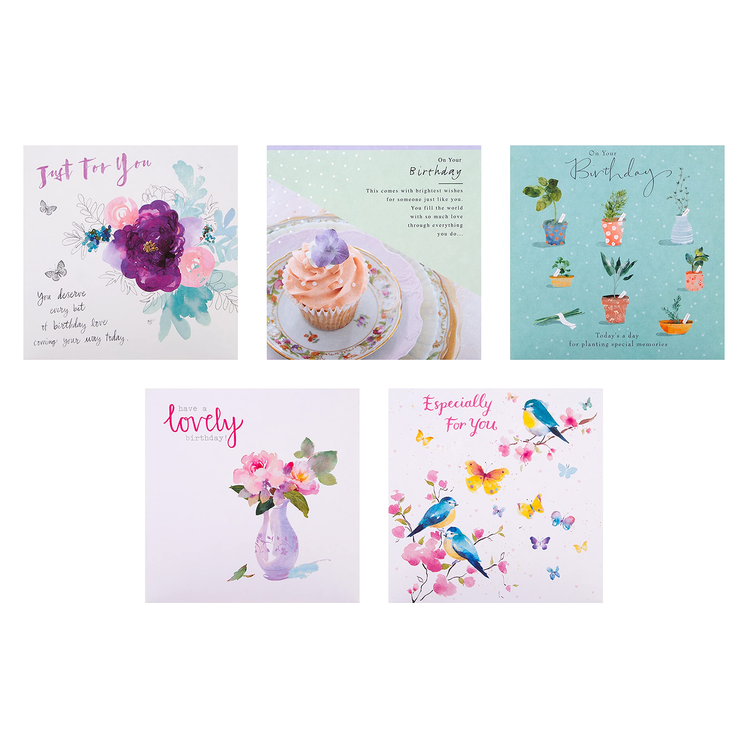 Hallmark Birthday Cards Multipack - 20 Cards in 20 Floral Designs | 16cm x 16cm 5