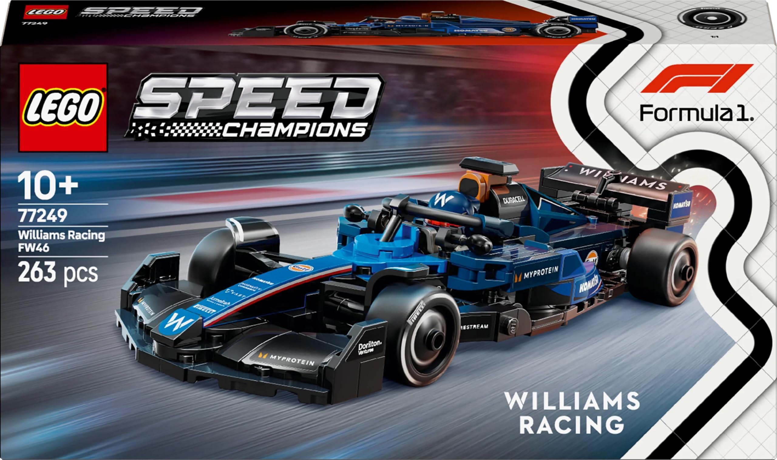 LEGO Speed Champions Williams Racing FW46 F1 Race Car Toy with Driver Minifigure - Building Set for 10+ 23