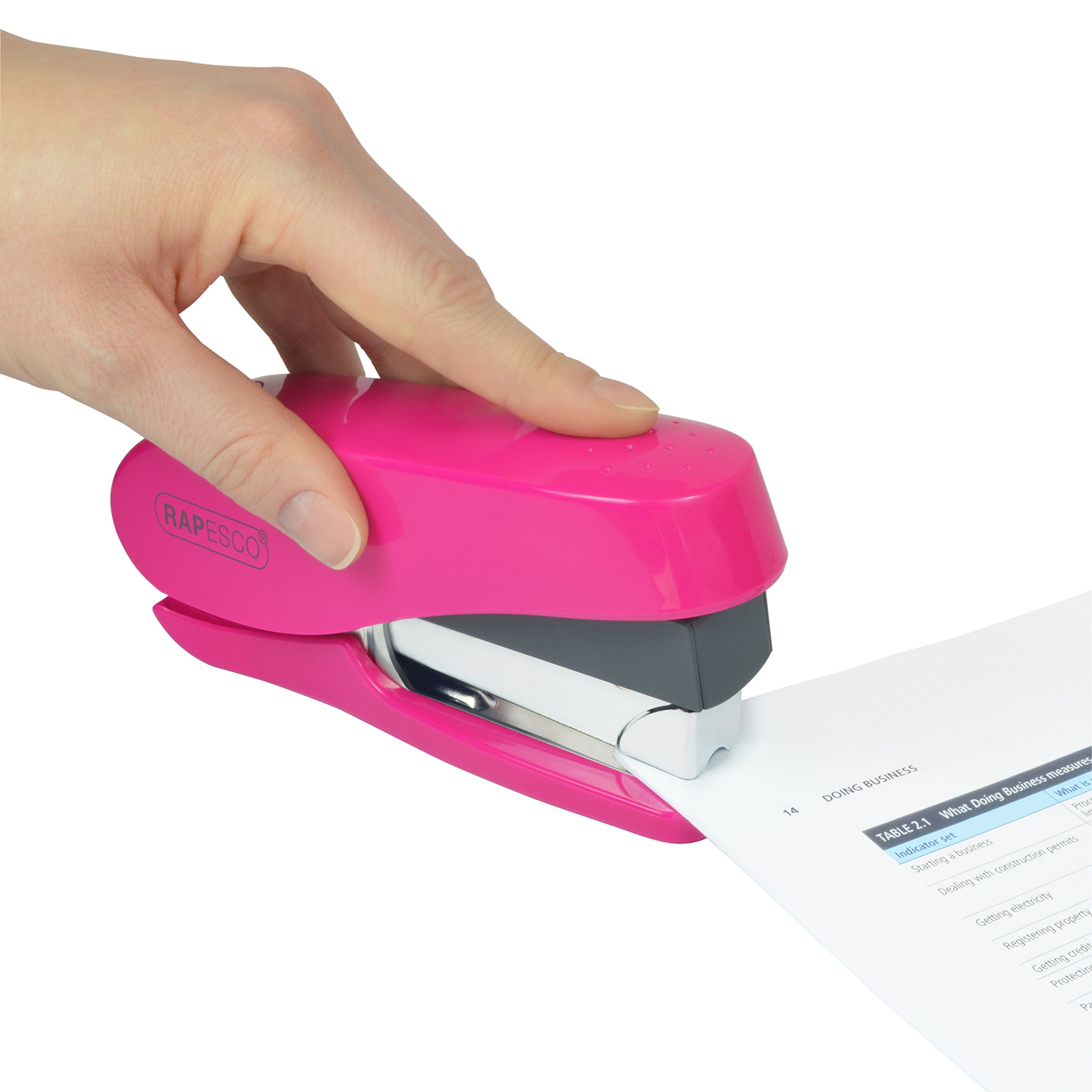 RAPESCO Luna Less Effort Desktop Stapler - 50 Sheet Capacity | Half Strip | Hot Pink 2