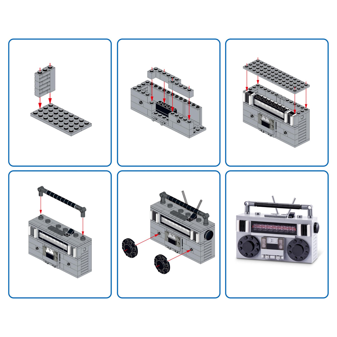 MAX Premium Retro Building Bricks - Cassette Radio Building Set for Kids 3+