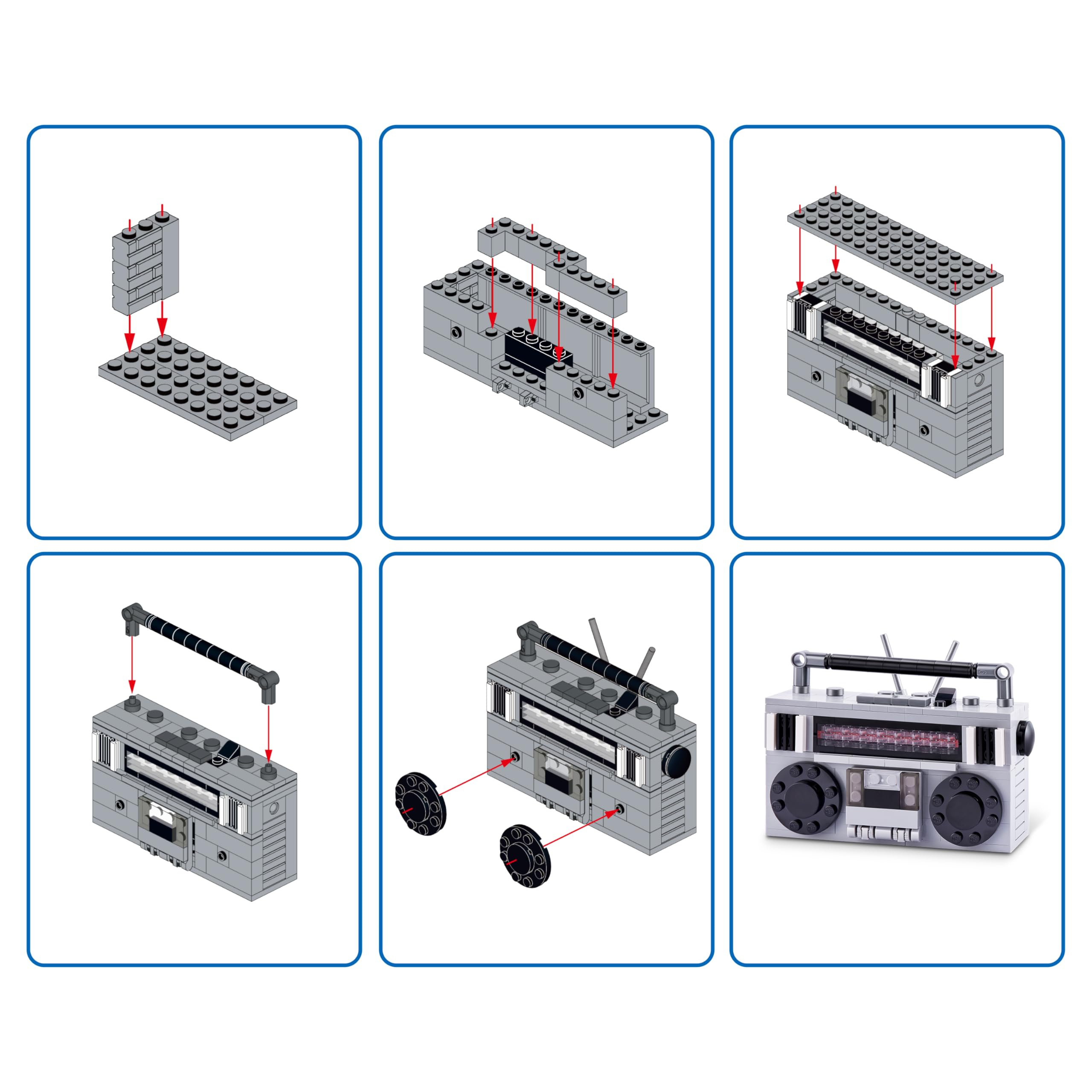 MAX Premium Retro Building Bricks - Cassette Radio Building Set for Kids 3+ 7