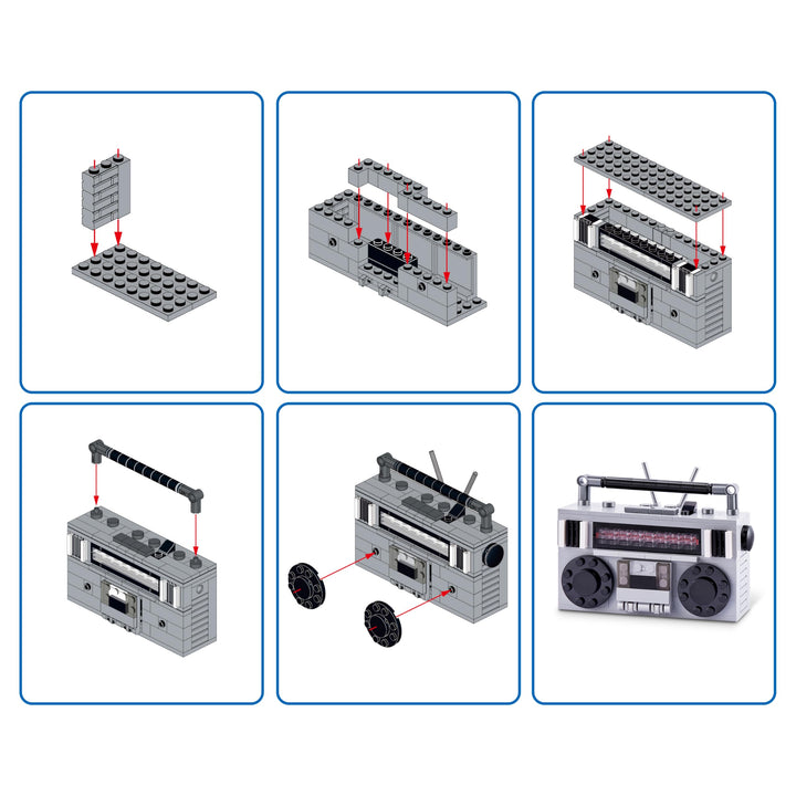 MAX Premium Retro Building Bricks - Cassette Radio Building Set for Kids 3+