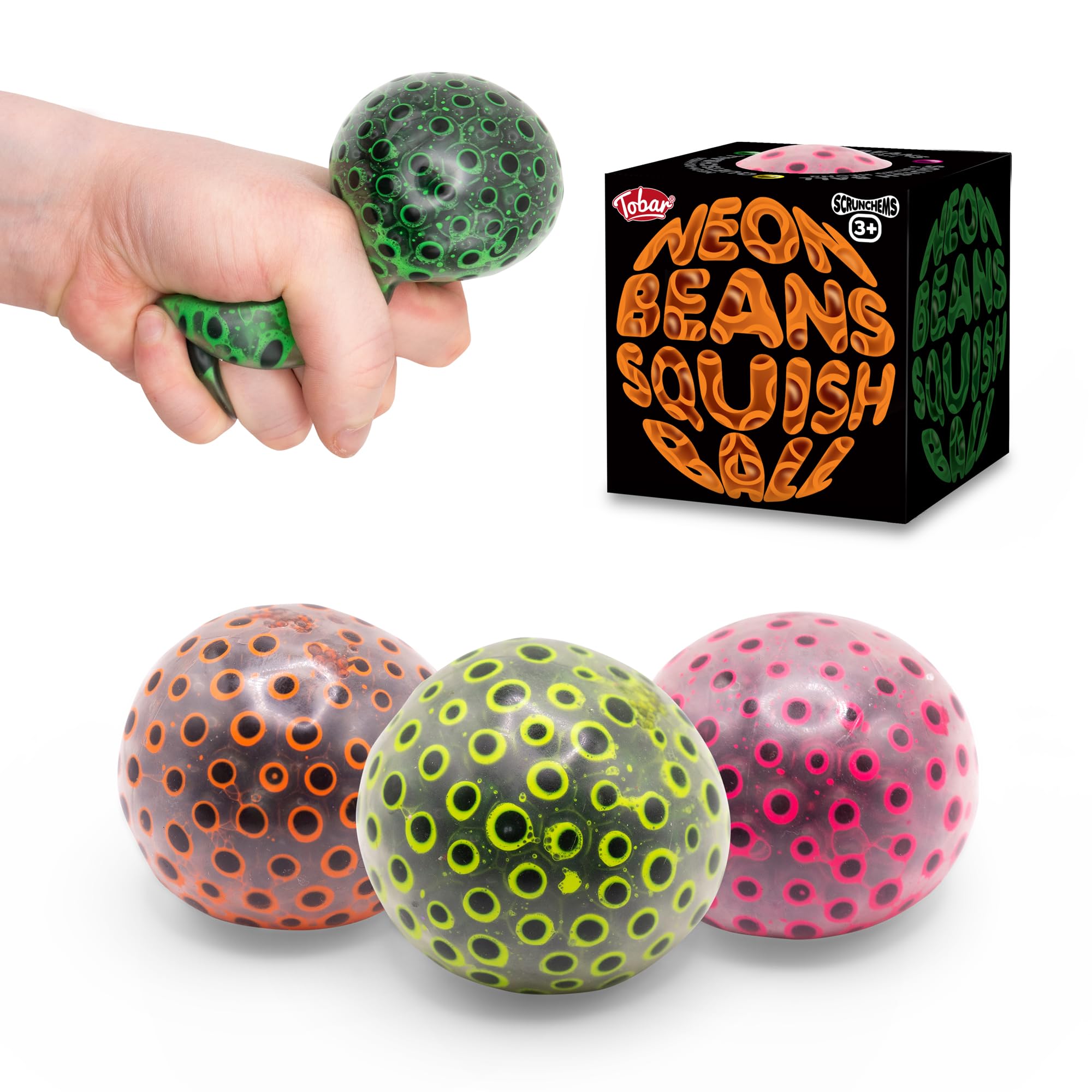 Scrunchems Neon Beans Squish Ball - Squishy Fidget Toy for Stress Relief 1