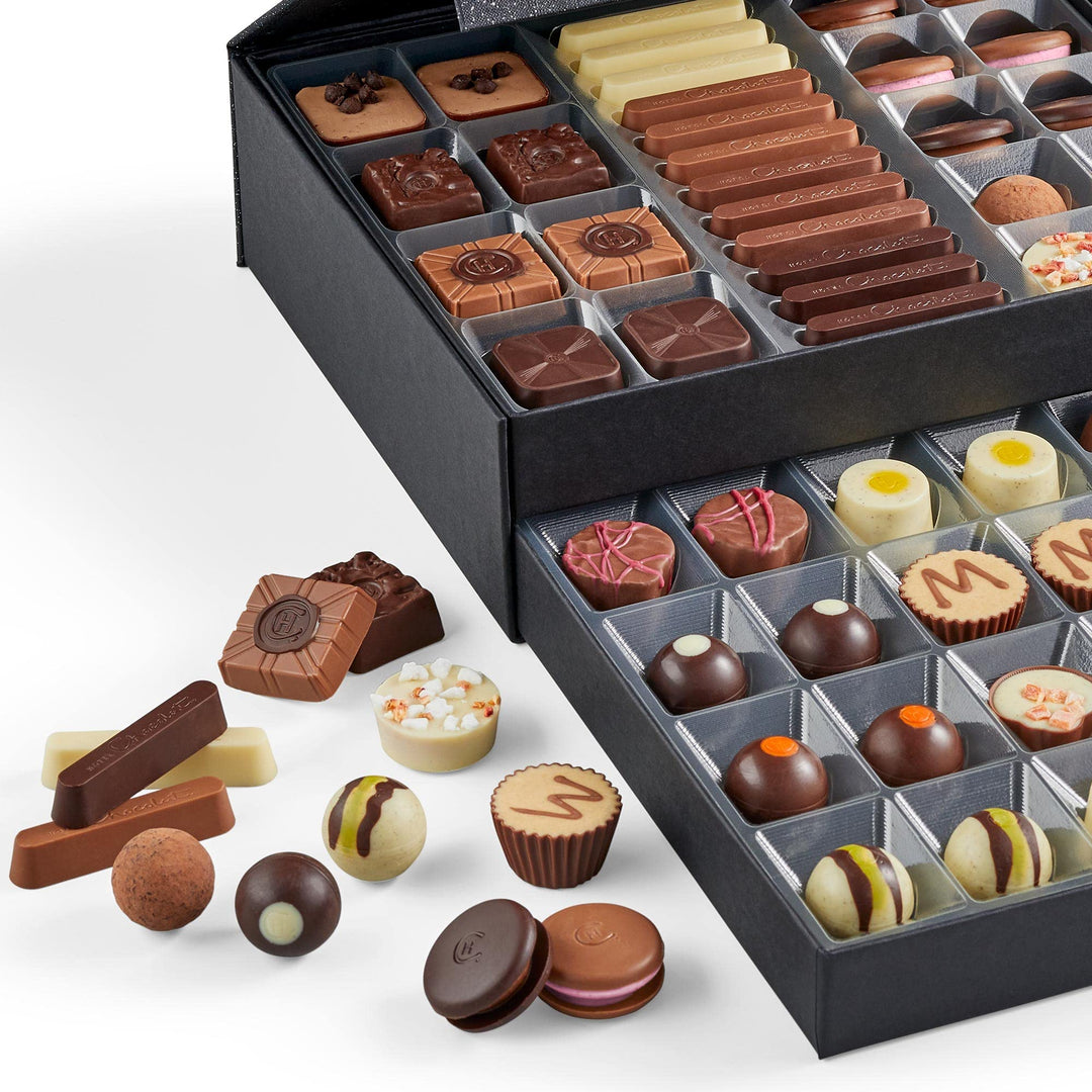 Hotel Chocolat Classic Cabinet 600g - Assorted Milk, Dark & White Chocolates