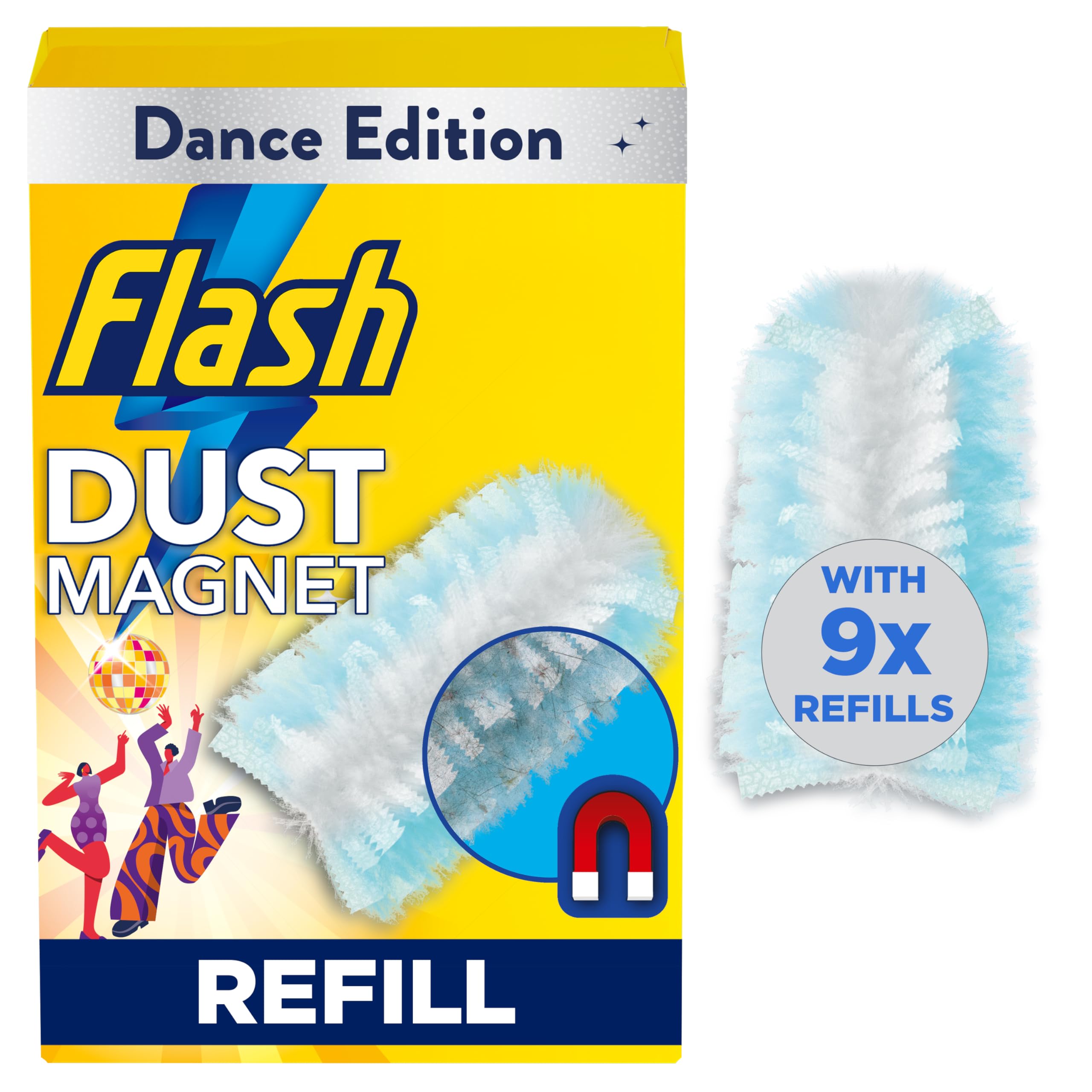 FLASH Dust Magnet Duster Refills - Traps 3x More Dust | 9 Count | Yellow