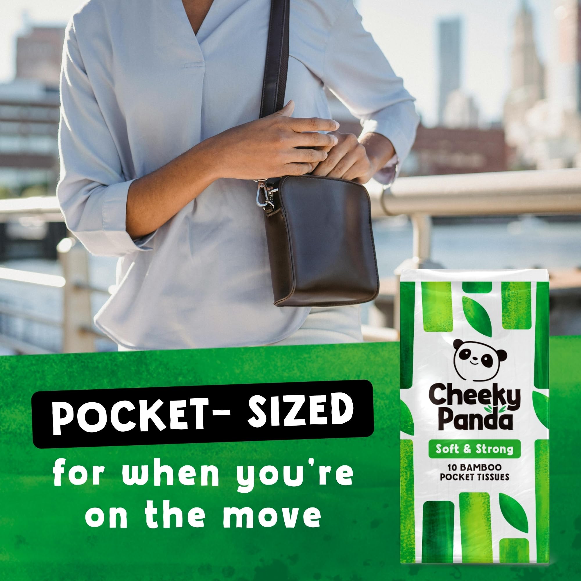The Cheeky Panda Bamboo Pocket Tissues - Bulk Box of 96 Packs (10 Tissues Each) | Hypoallergenic 2