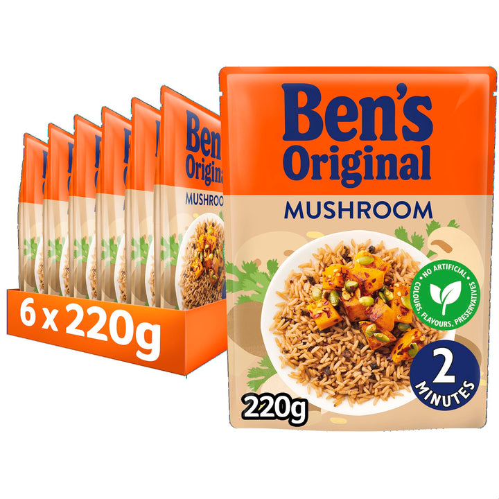 Ben's Original Mushroom Microwave Rice, 6 x 220g Pouches