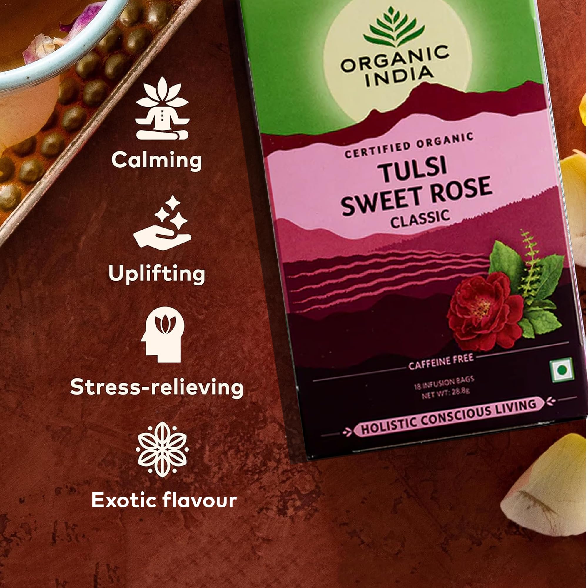 Organic India Tulsi Sweet Rose Tea - Organic & Vegan Herbal Tea (25 Tea Bags) 9