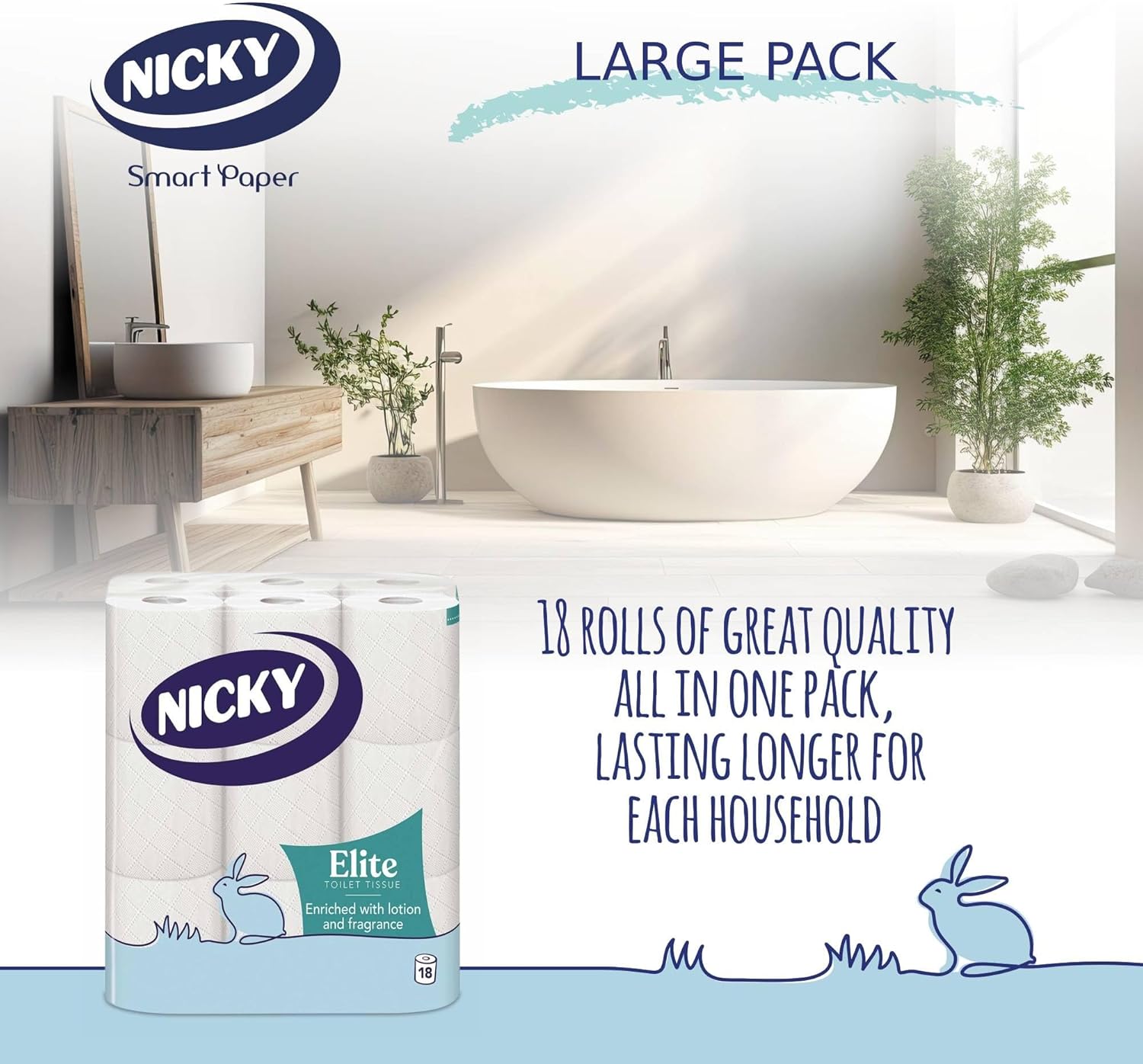 Nicky Elite Scented Toilet Tissue - 18 Rolls, 3-Ply Talc Fragrance, FSC-Certified 5