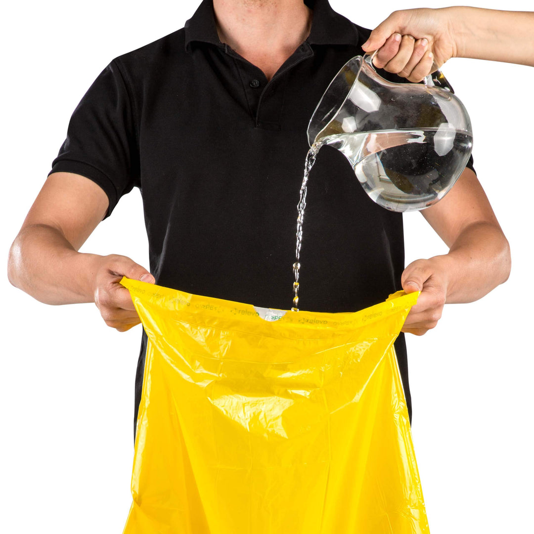 Relevo 30L Yellow Drawstring Bin Bags – 45 Units, 55 cm x 60 cm, Made from 100% Recycled Material