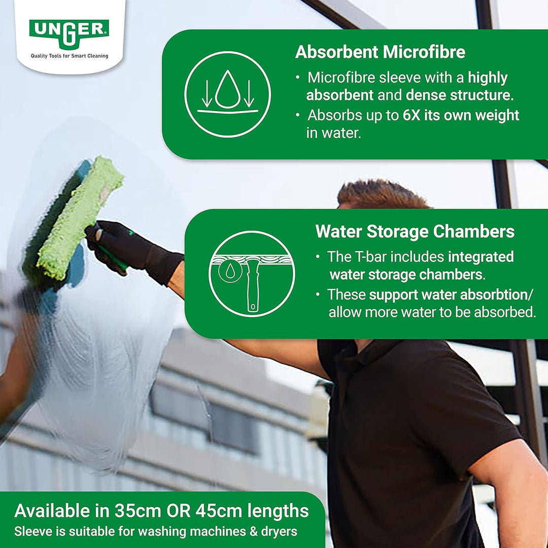 Unger MicroStrip 79020 Window Washer 35 cm Microfibre Cover with Dirt Pad