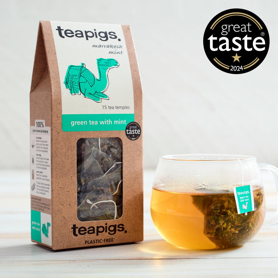 teapigs Marakesh Mint Green Tea with Mint - 15 Tea Temples - Chunmee Green Tea & Peppermint Blend