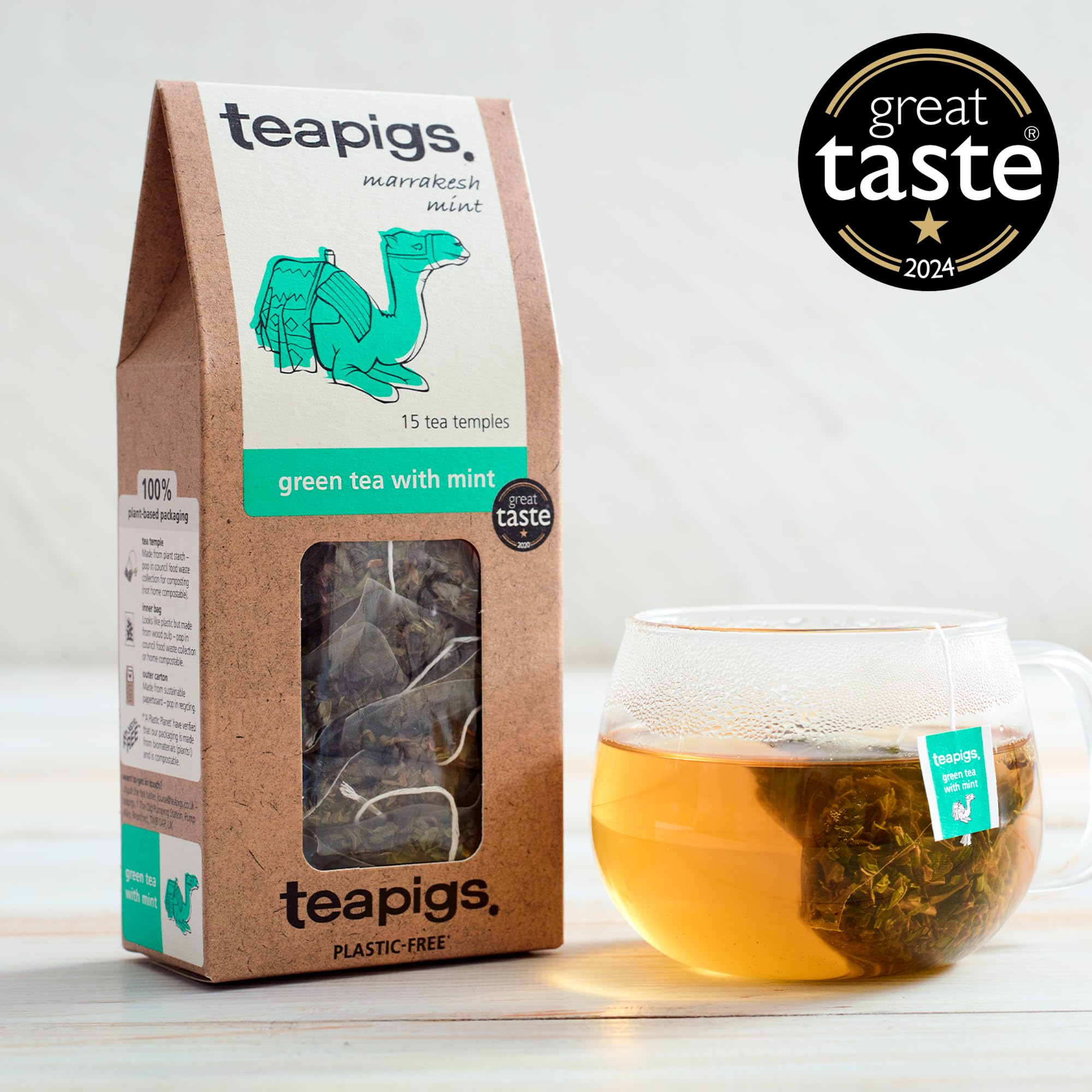 teapigs Marakesh Mint Green Tea with Mint - 15 Tea Temples - Chunmee Green Tea & Peppermint Blend 6