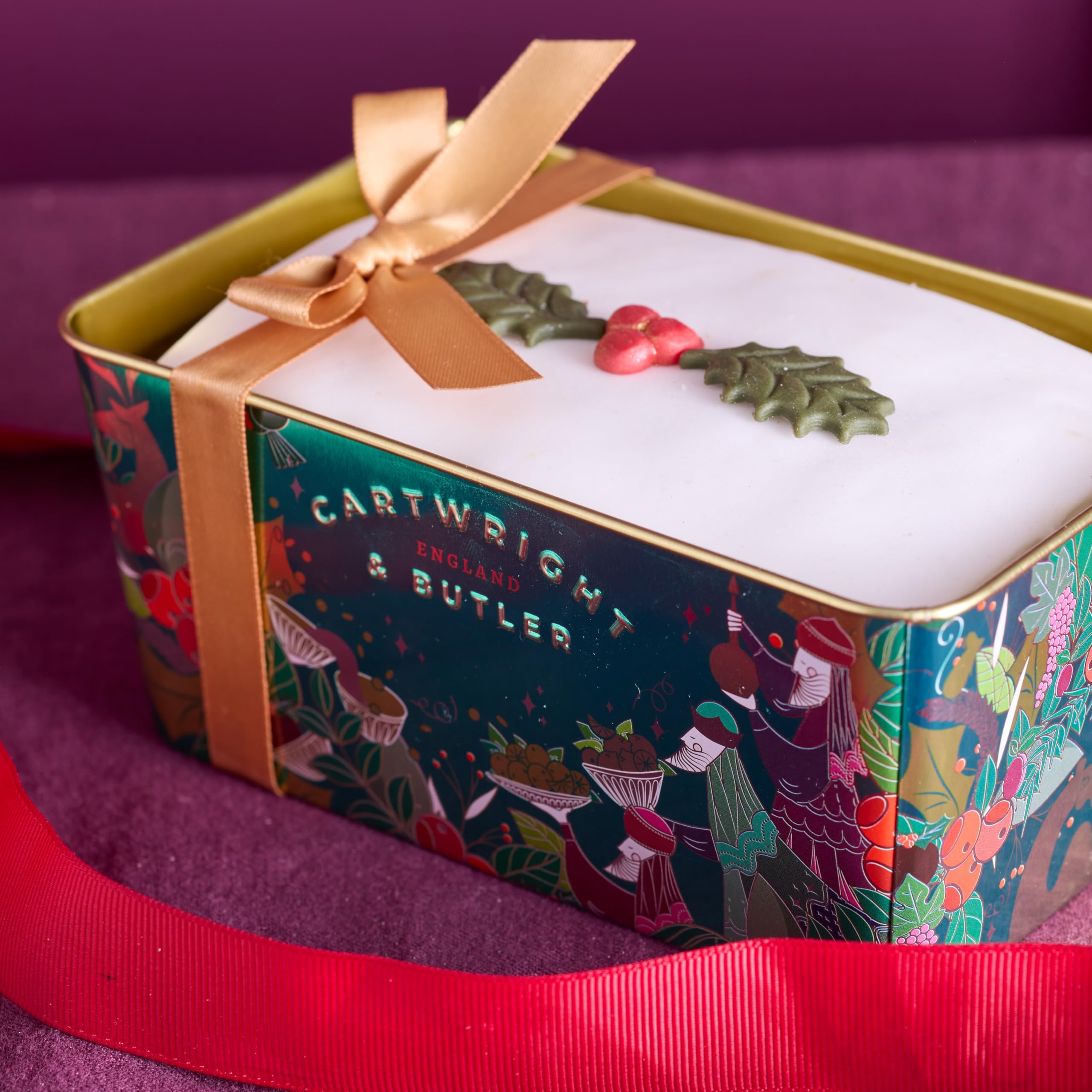 Cartwright & Butler - Merry Christmas Iced Fruit Loaf Cake in Tin 1