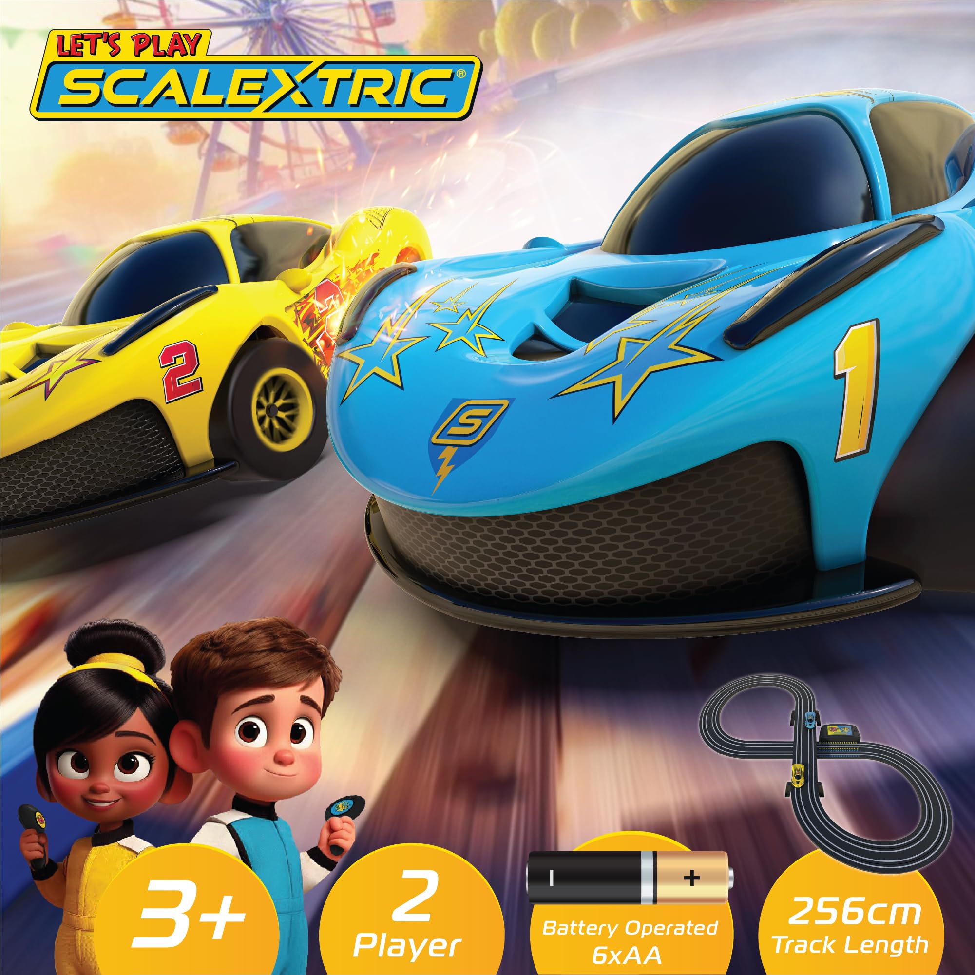 Scalextric Let's Play! G1188M Racing Track Set - Ages 3+ | Battery Powered | 2 Cars Included 2