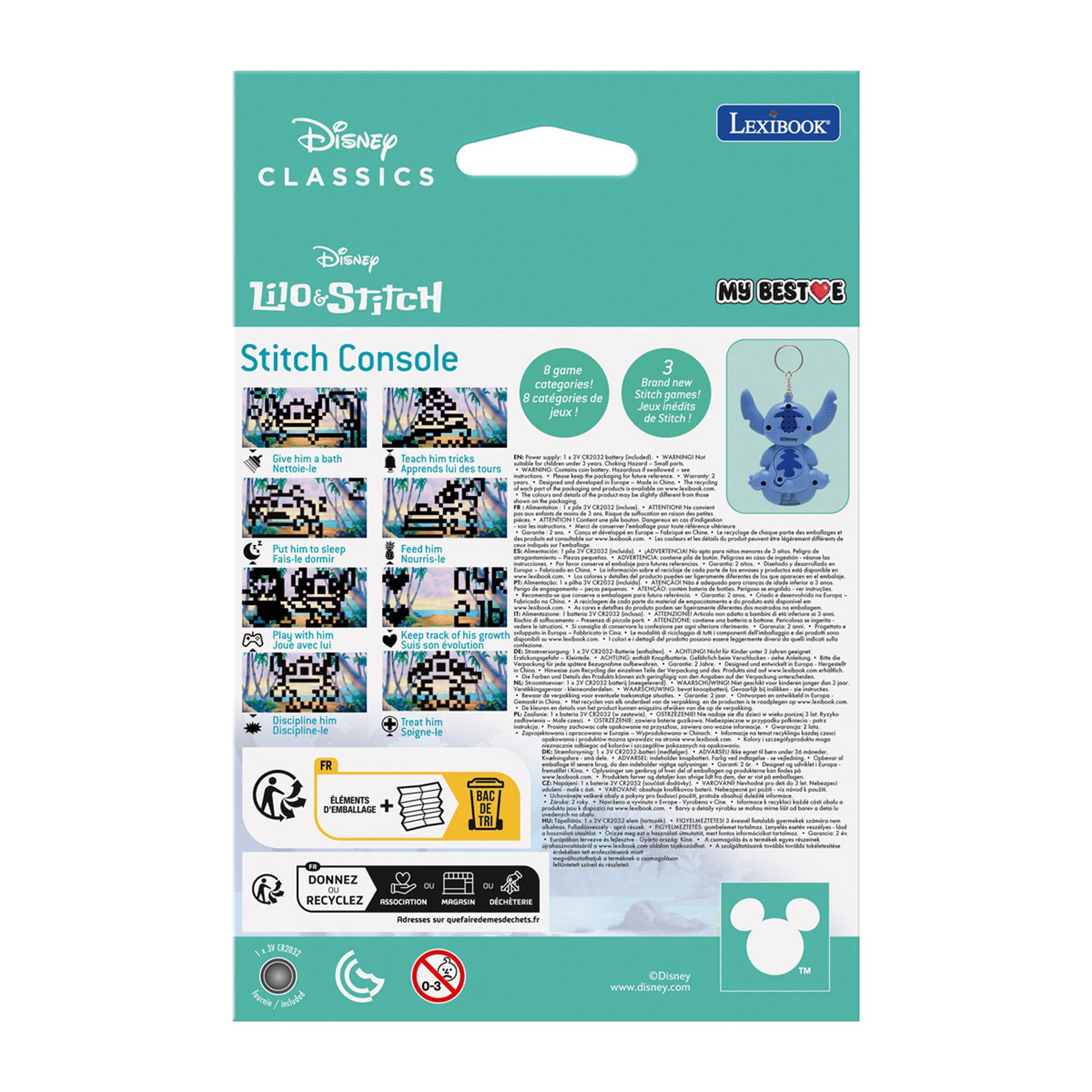 LEXIBOOK Disney Stitch My Best-e Portable Games Console | Interactive Pet Care | 8 Game Categories 7