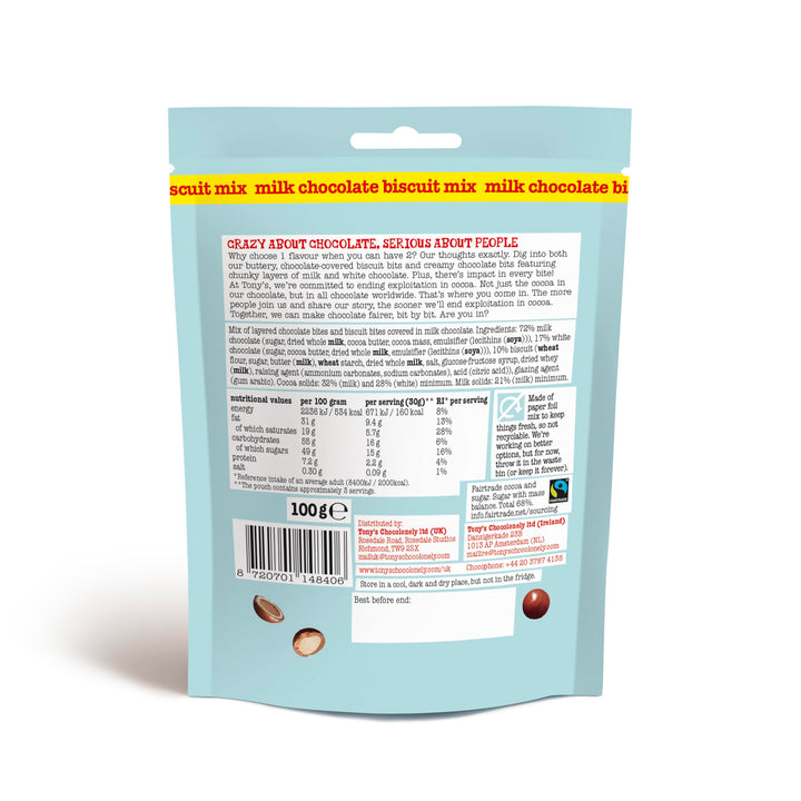 Tony's Chocolonely Littl’ Bits Chocolate Mix Balls - Mini Milk & White Chocolate with Biscuit