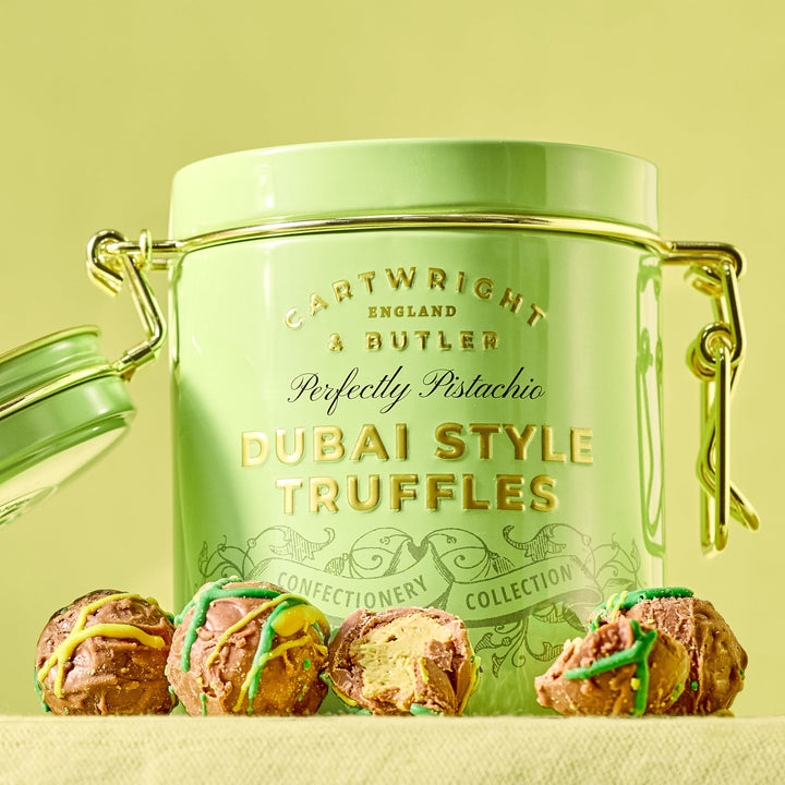 Cartwright & Butler Pistachio Dubai Style Chocolate Truffles - Limited Edition Gourmet Gift Tin