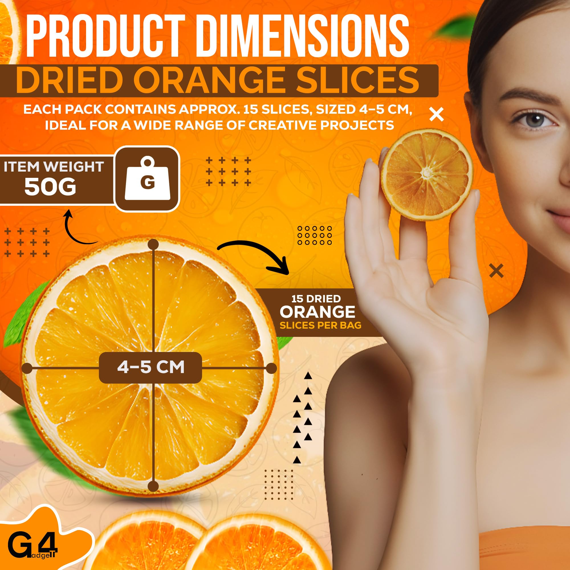 G4GADGET Dried Orange Slices - Approx. 15 Slices | 4-5cm Diameter | For Decoration Only 3
