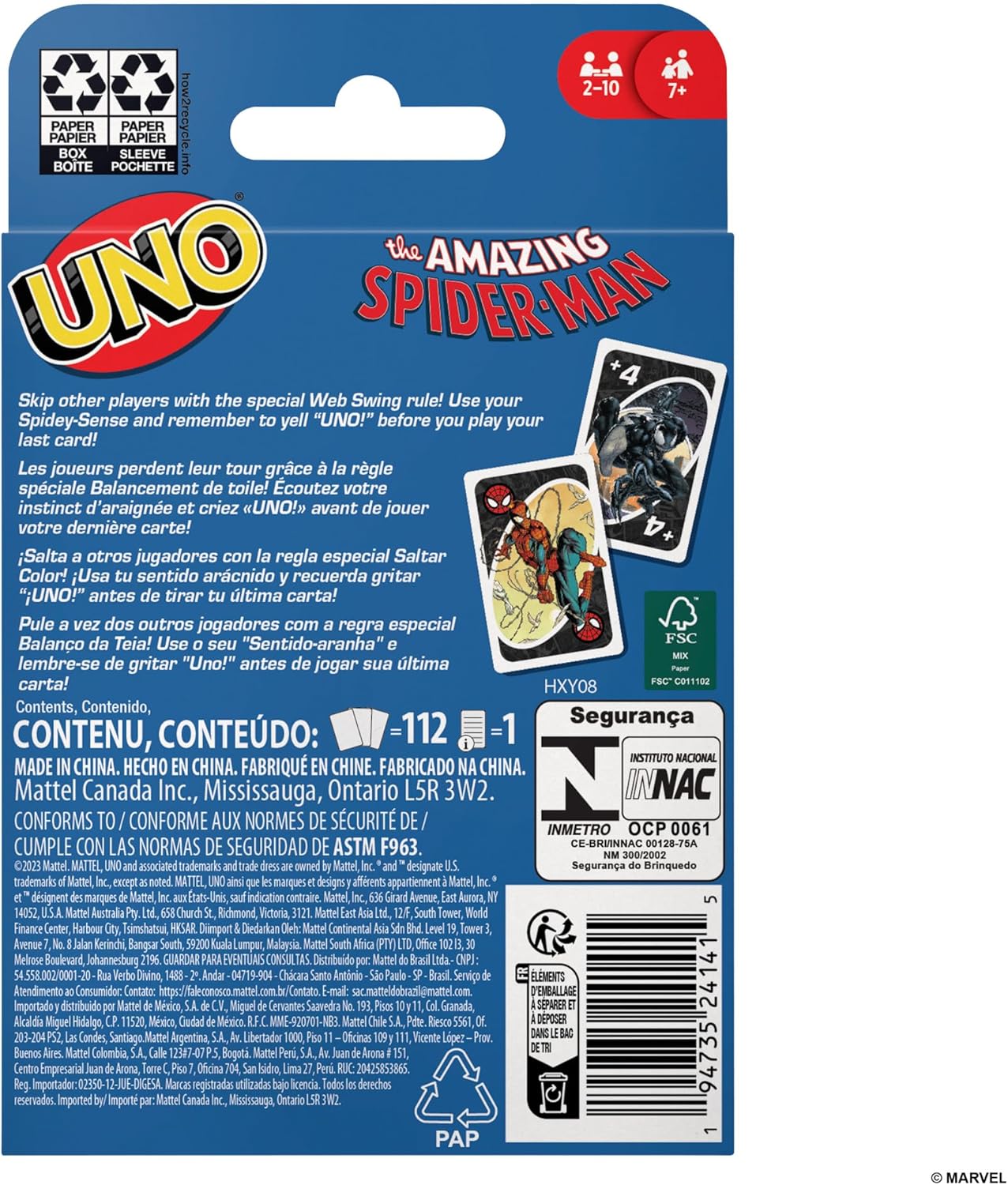 Mattel Games UNO The Amazing Spider-Man-Kartenspiel 3