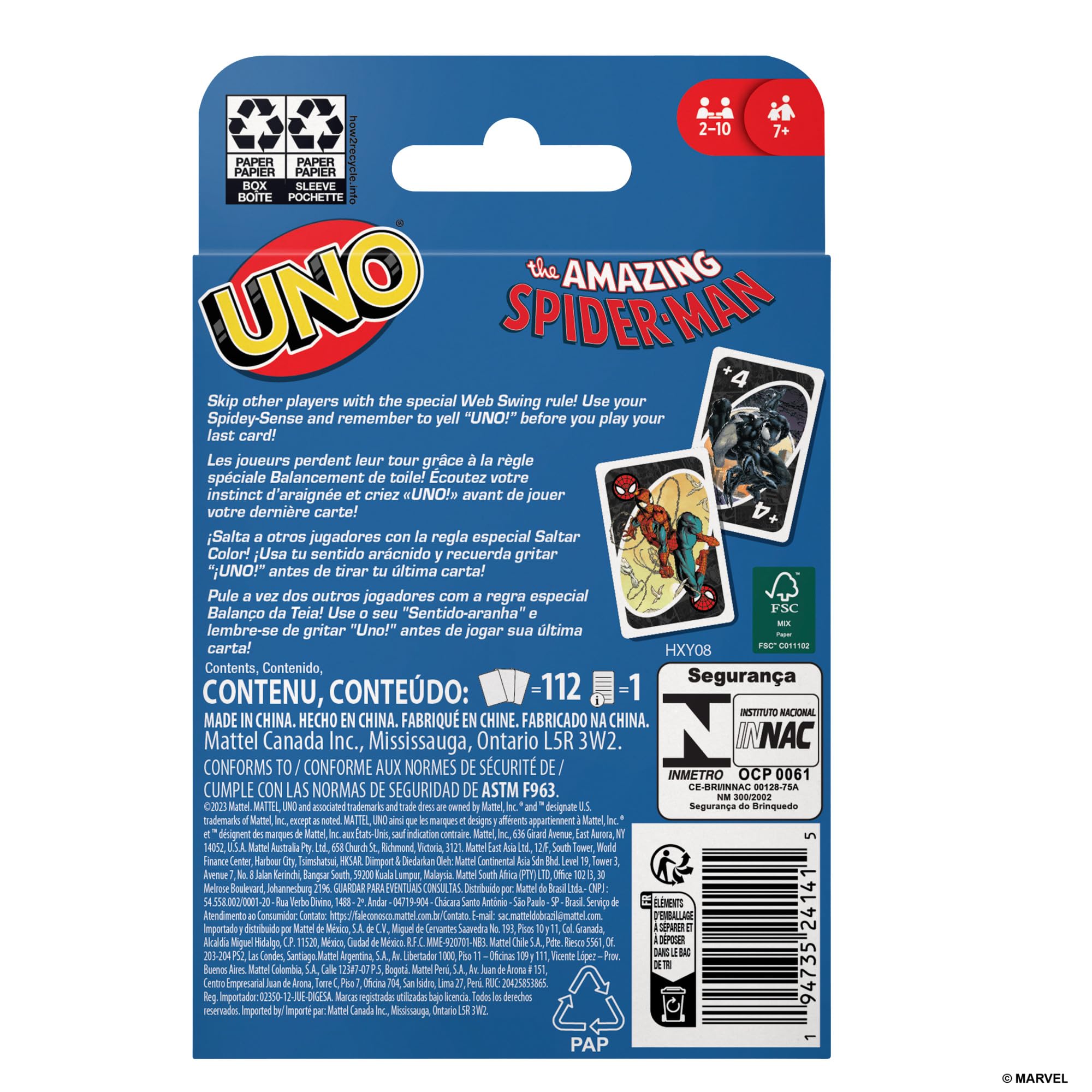 Mattel Games UNO The Amazing Spider-Man-Kartenspiel 8