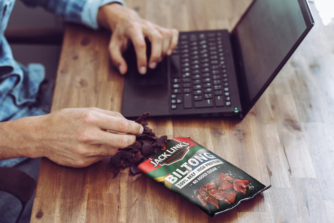 Jack Link's Biltong Jerky Original - Pack of 12 x 20g, Gluten Free High Protein Beef Snack