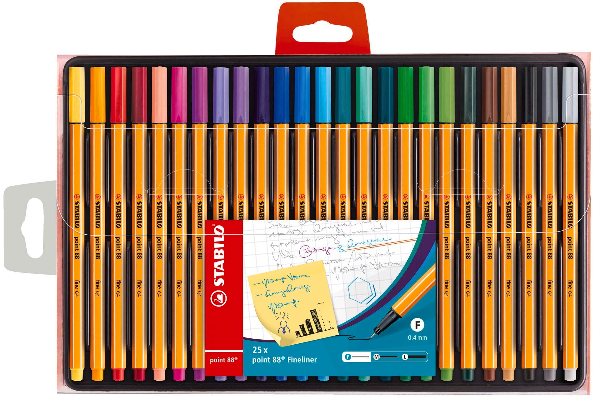 STABILO point 88 Fineliner - 0.4mm Line Width | Pack of 25 Assorted Colours