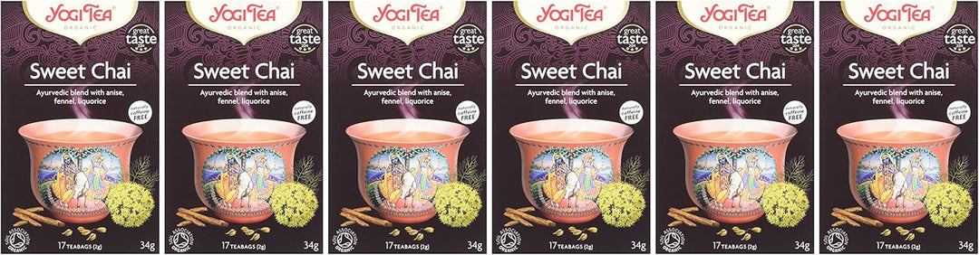 Yogi Tea - Sweet Chai Organic Herbal Tea, Caffeine Free, Blend of Anise, Fennel & Liquorice, 102 Tea Bags (6 x 17)