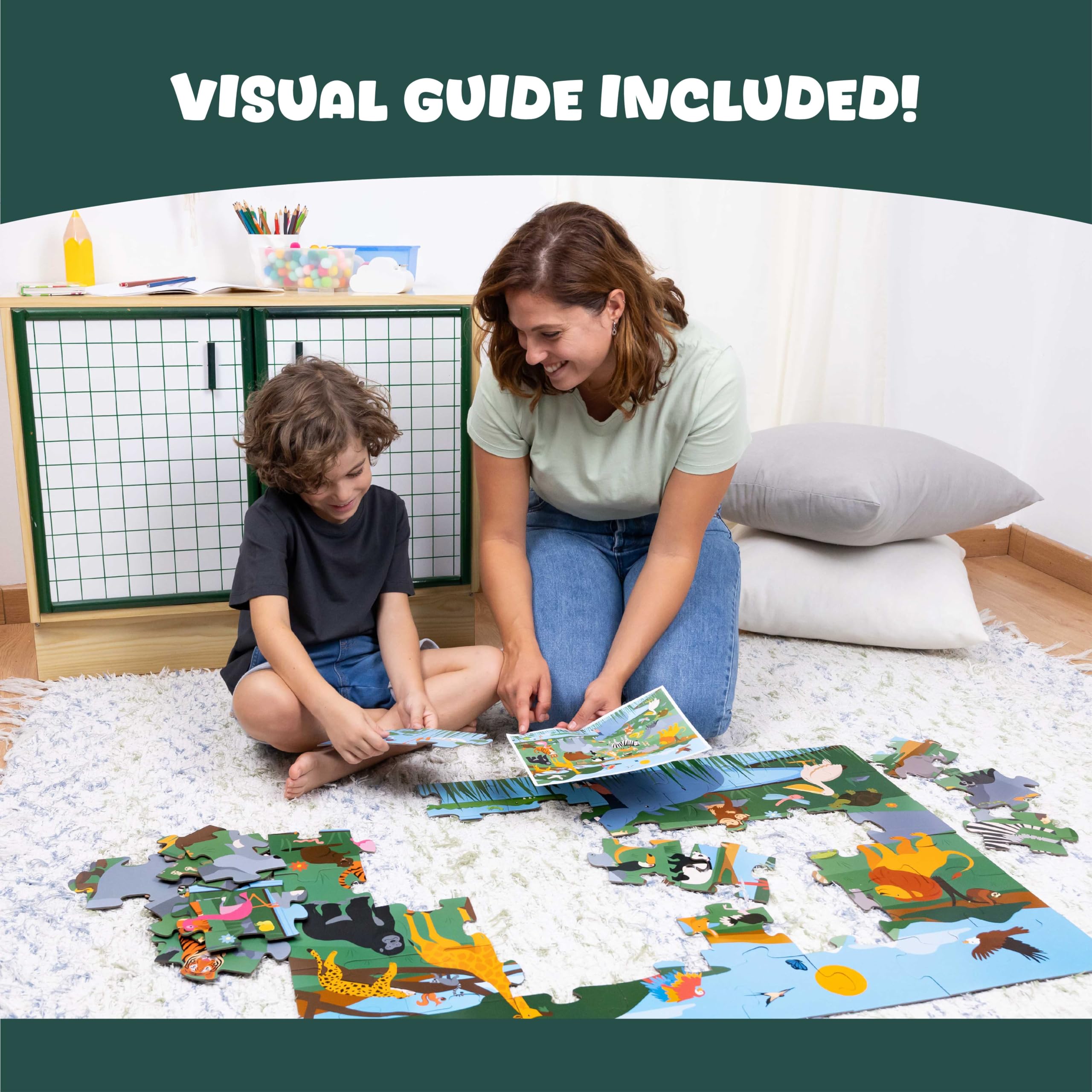 BONNYCO Giant Jungle Floor Puzzle - 48 Large Pieces | 92 cm x 62 cm | Ages 2-99 5