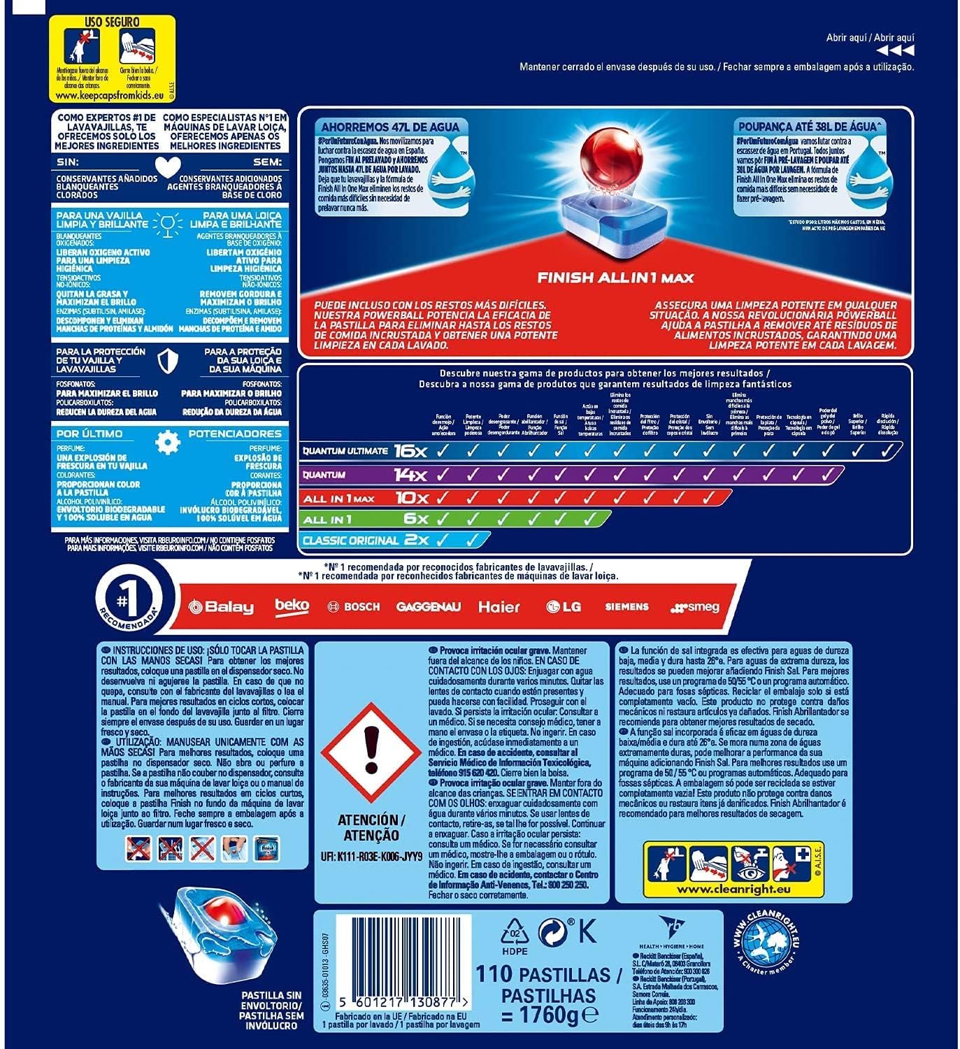 Finish Max All in 1 Powerball Dishwasher Detergent Tablets, 110 Tabs 6