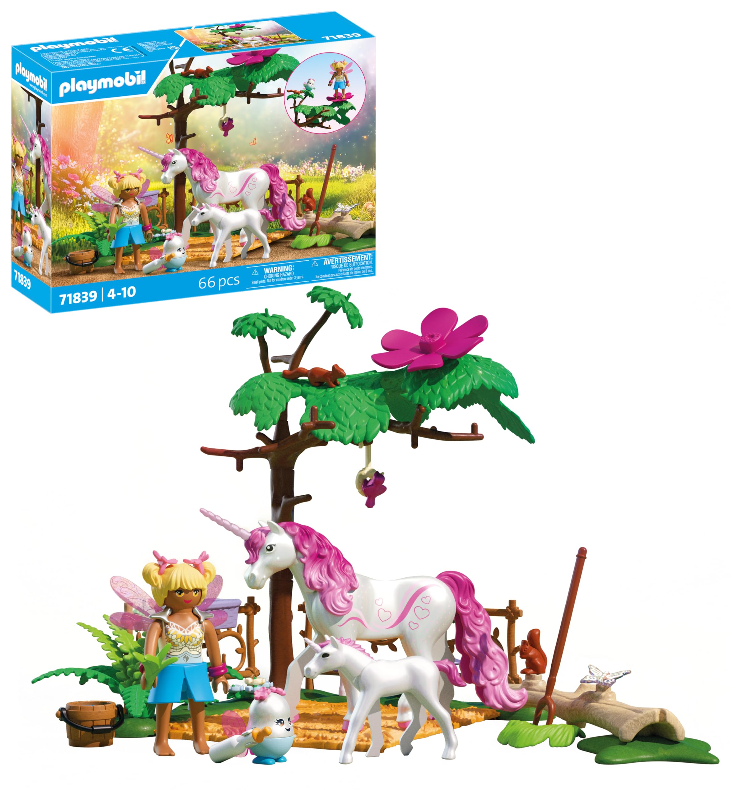 Playmobil Magic Unicorns Enchanting Stable Playset - Unicorn Mom and Foal with Fairy & Joyling Figures