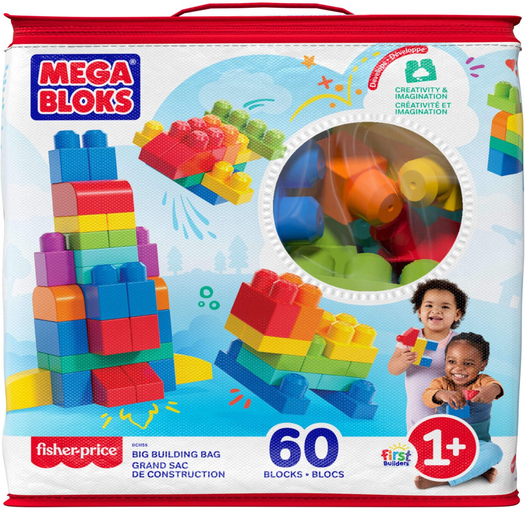 Mega Bloks First Builders Big Building Bag Playset - 60-Piece Building Set for Toddlers 1+