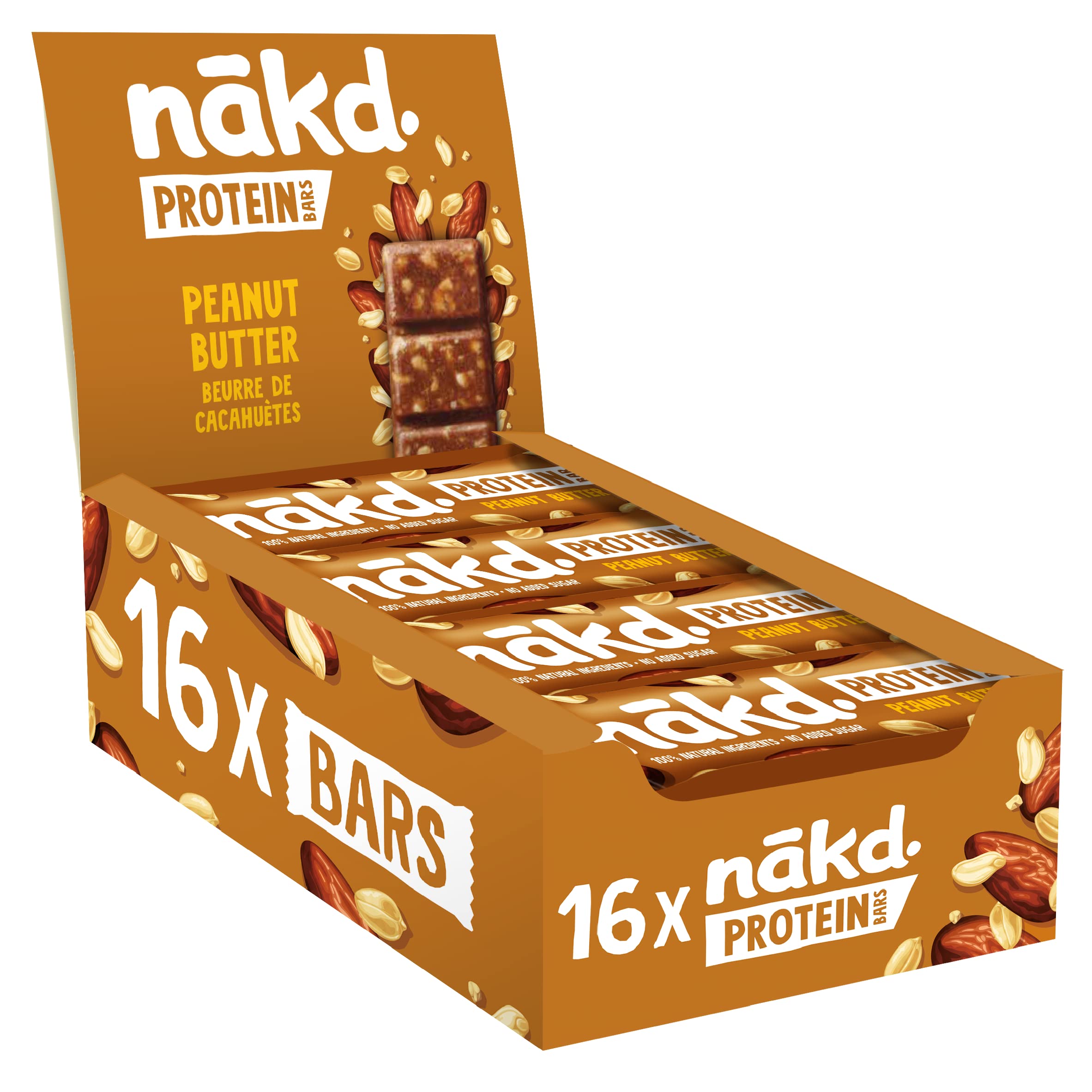 Nakd Protein Bars Peanut Butter - 7g Plant-Based Protein | 16 Count | 100% Natural 1