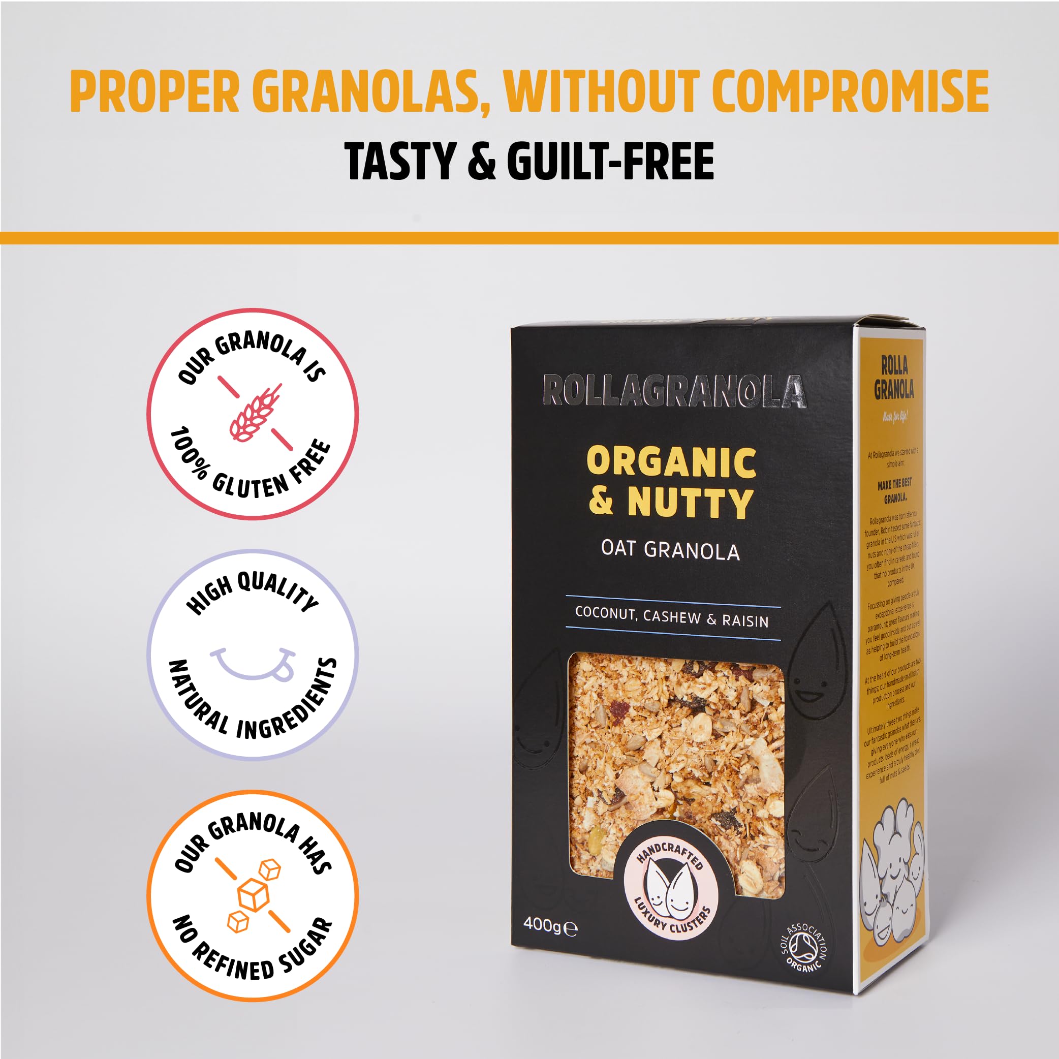 Rollagranola Organic & Nutty Granola - 100% Natural, Gluten-Free, Vegan, 400g 3