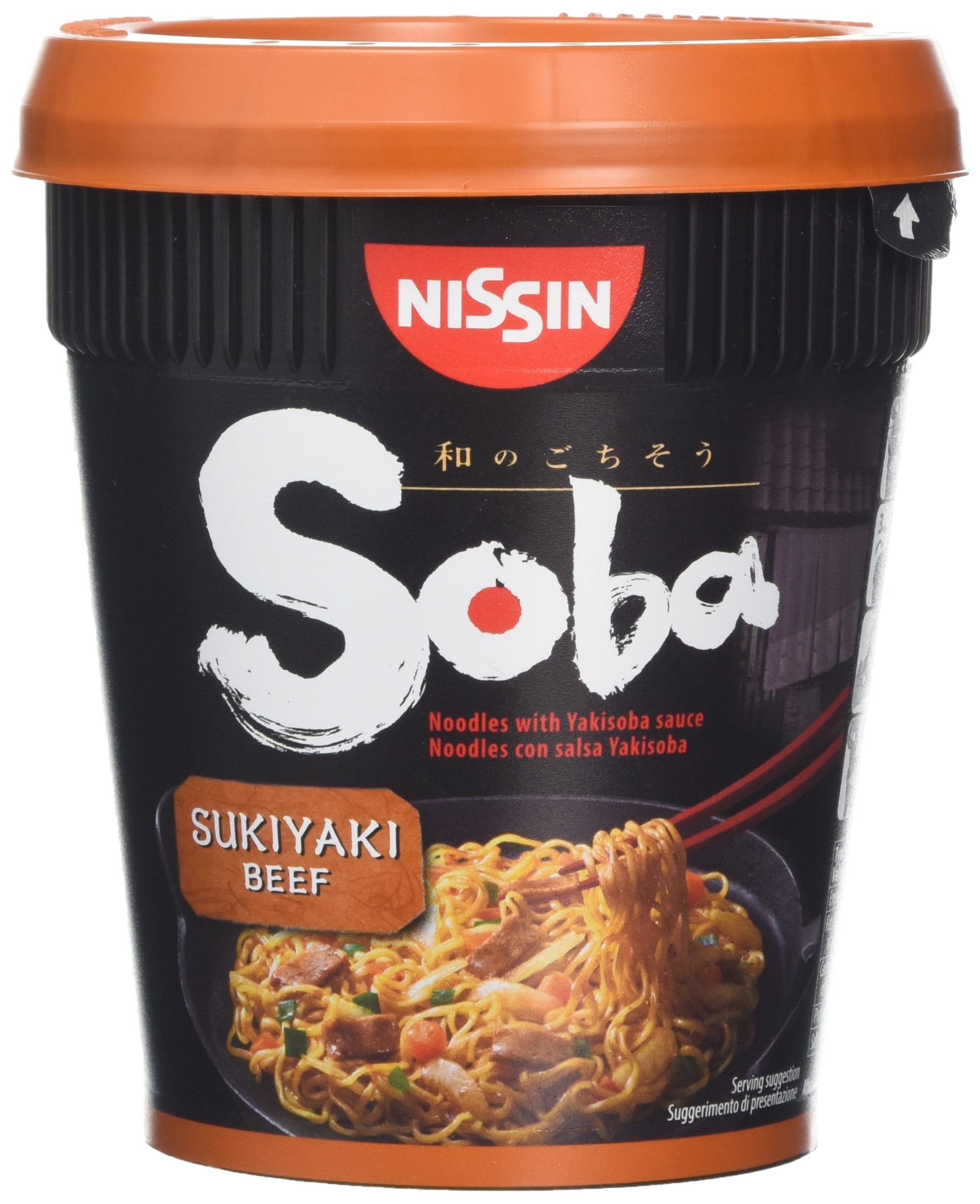 NISSIN Cup Noodles Soba Wok Style Sukiyaki Beef Flavoured Instant Noodles 6