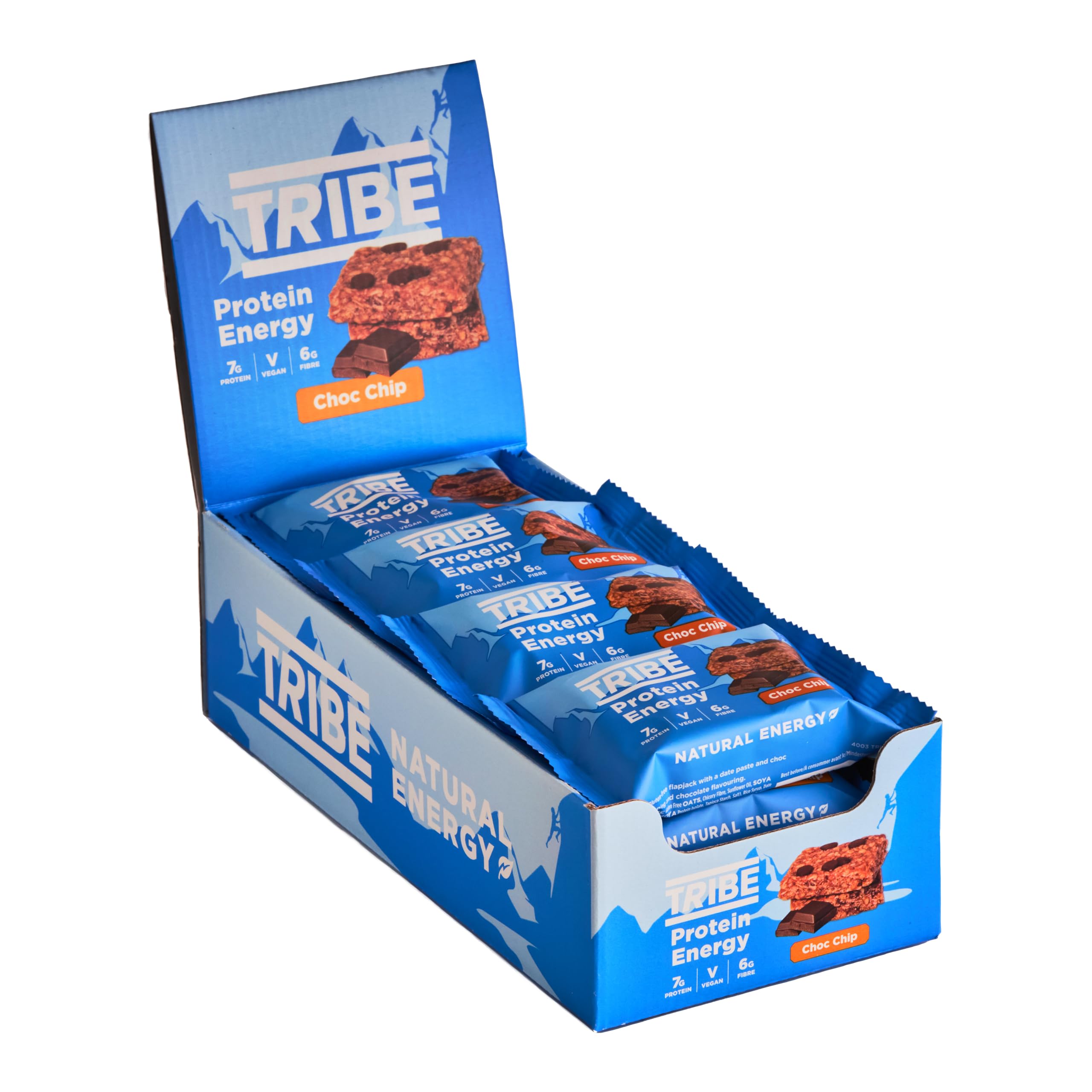 TRIBE Protein Energy Flapjack – Schokostückchen – Pflanzlich, vegan, proteinreich, ballaststoffreich