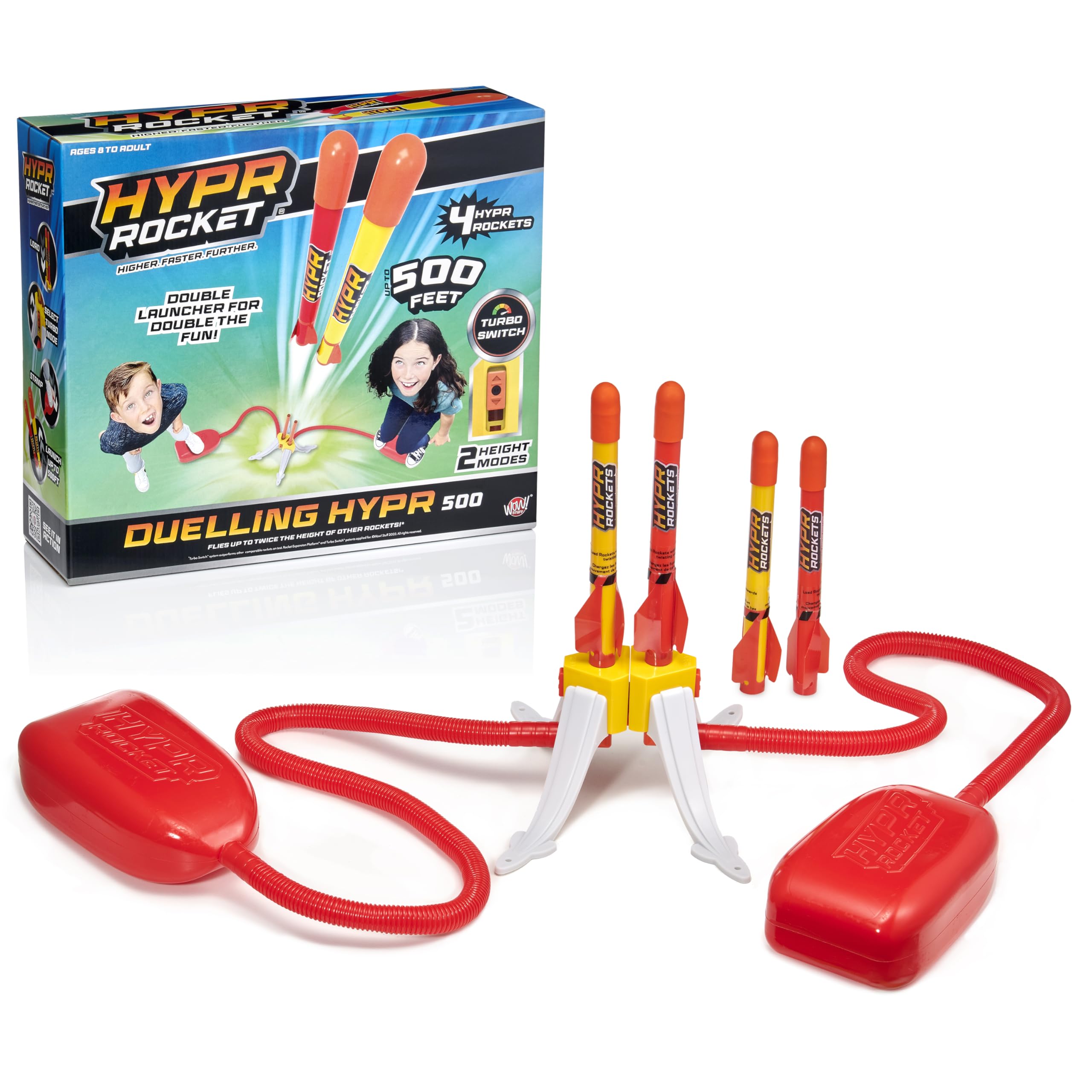 WOW! STUFF HYPR Duelling Battle Rocket - Outdoor Stomp Rocket Playset for Kids 5+ 8
