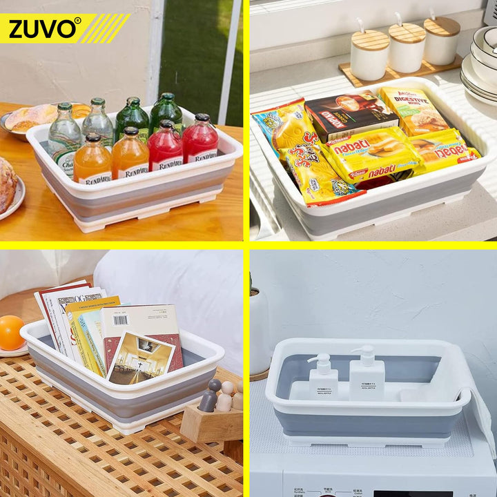 Zuvo - Collapsible Washing Up Bowl 10L Laundry Basket for Sink
