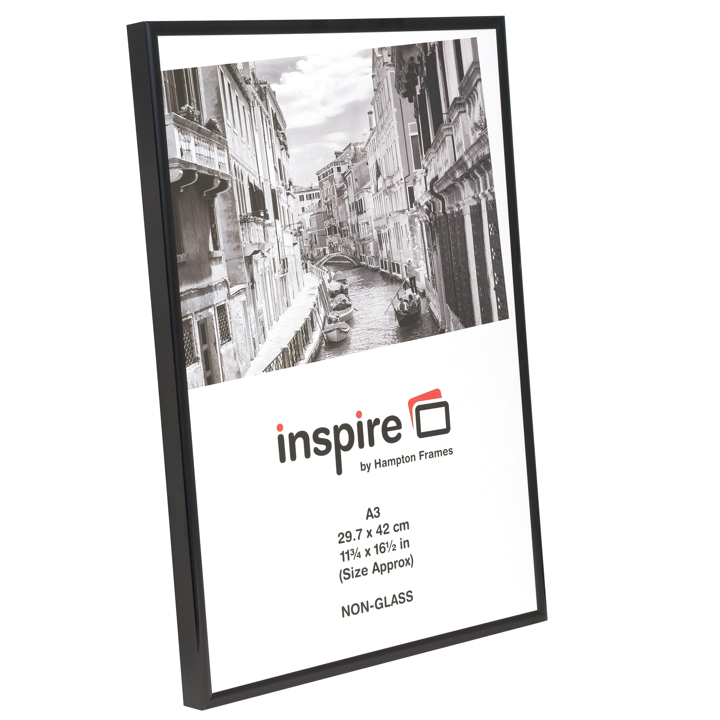 Hampton Frames BACKLOADER Poster Certificate Photo Frame - Black A3 (30x42cm) Plexi Front 2