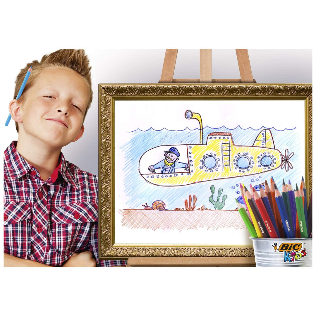 BIC Kids Evolution ECOlutions Colouring Pencils - 24 Assorted Colors, 60-Pencil Tin