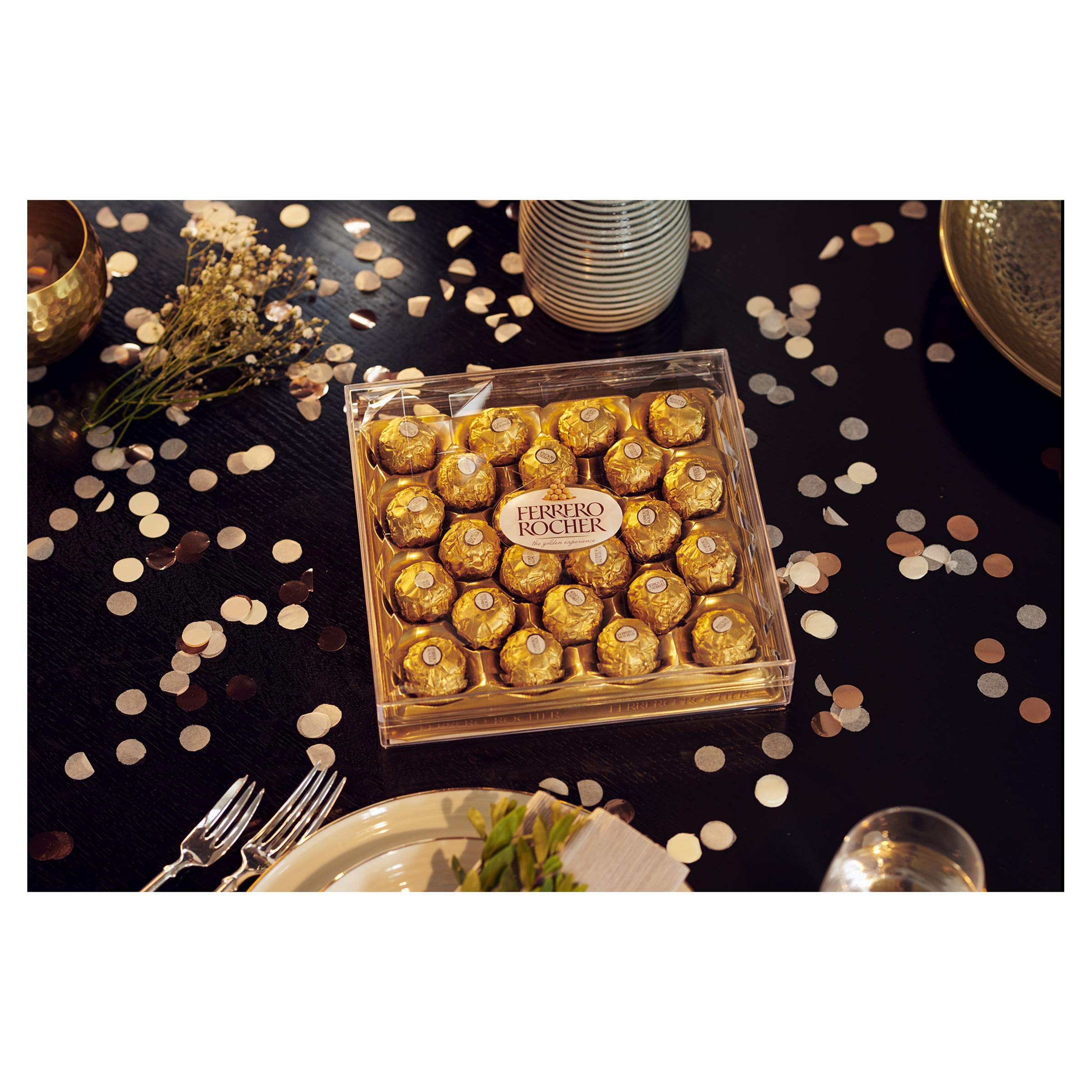 Ferrero Rocher 24-Piece Milk Chocolate Gift Box with Whole Hazelnut, 300g 4