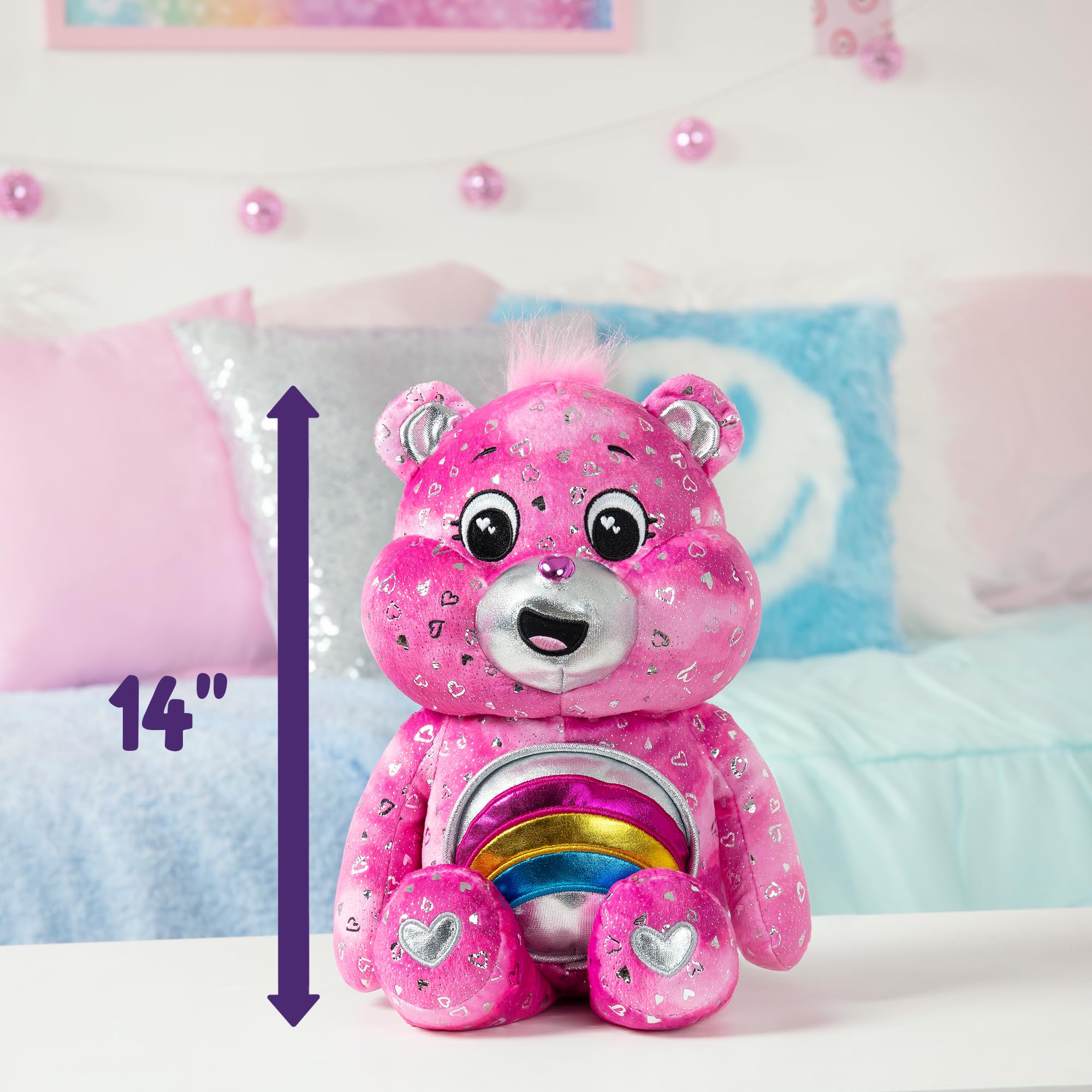 Care Bears Cheer Bear Collector Edition Plush - Light-Up Belly Badge, 35cm 4